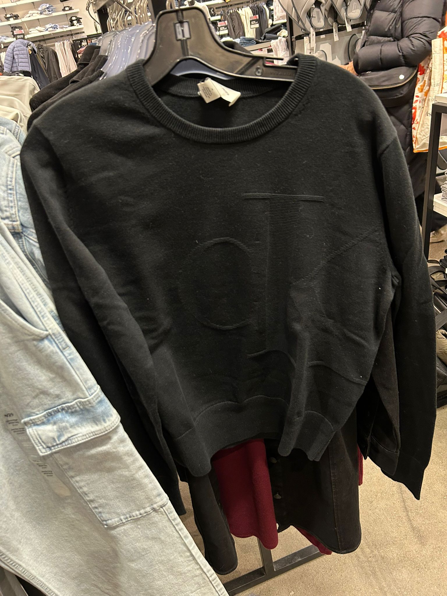 WOMENS' CK Smooth Cotton Relaxed Monogram Logo Sweater