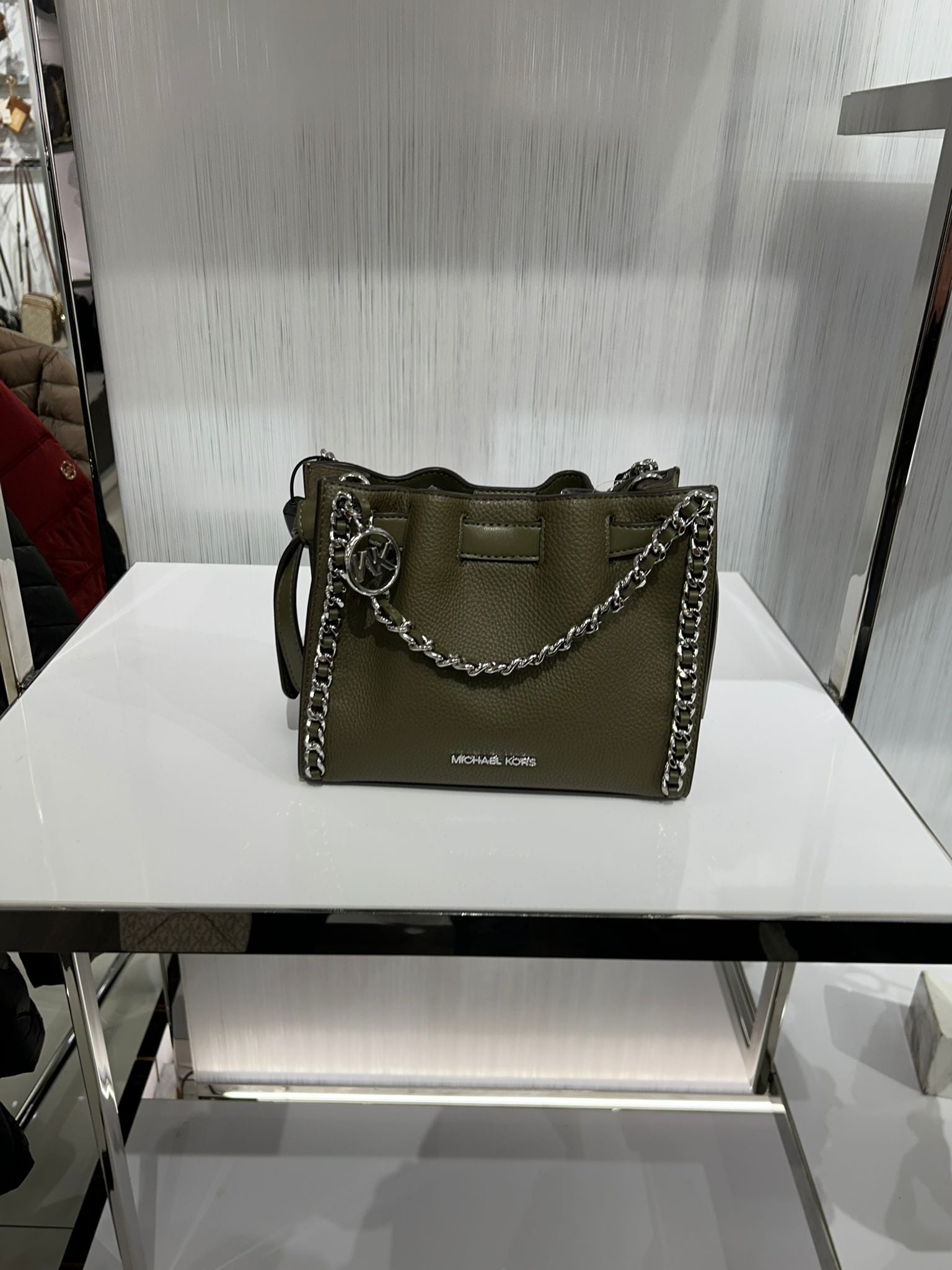 Womens' Michael Kors Mina Small Chain Convertible Crossbody Bag OLIVE