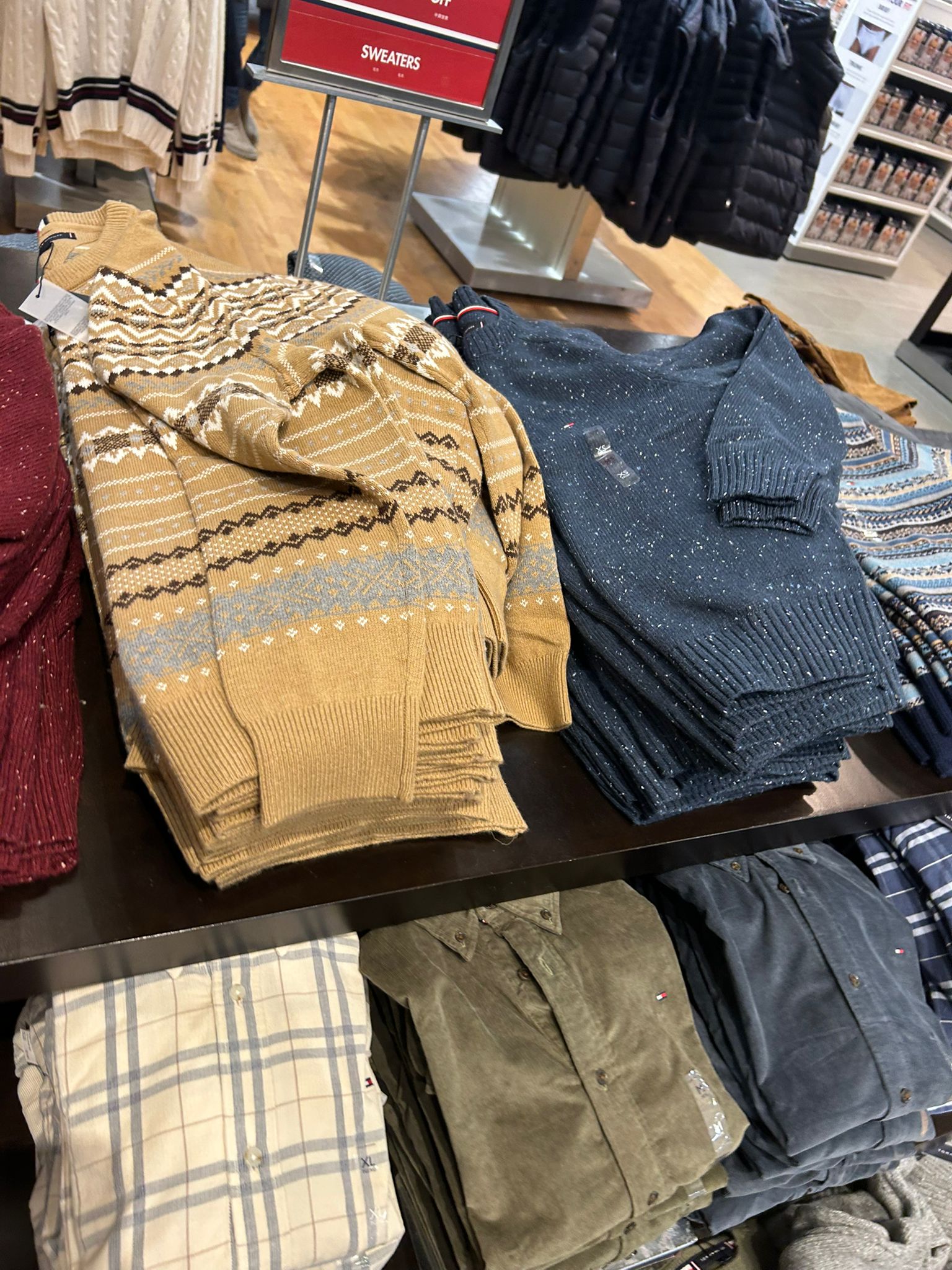 Tommy MENS' Donegal Wool-Blend Crewneck Sweater Military Denim