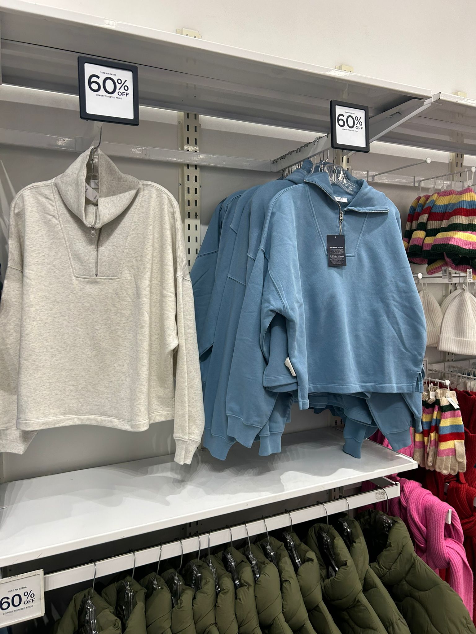 Womens' GAP Oversized Quarter-Zip Sweatshirt Blue Stone