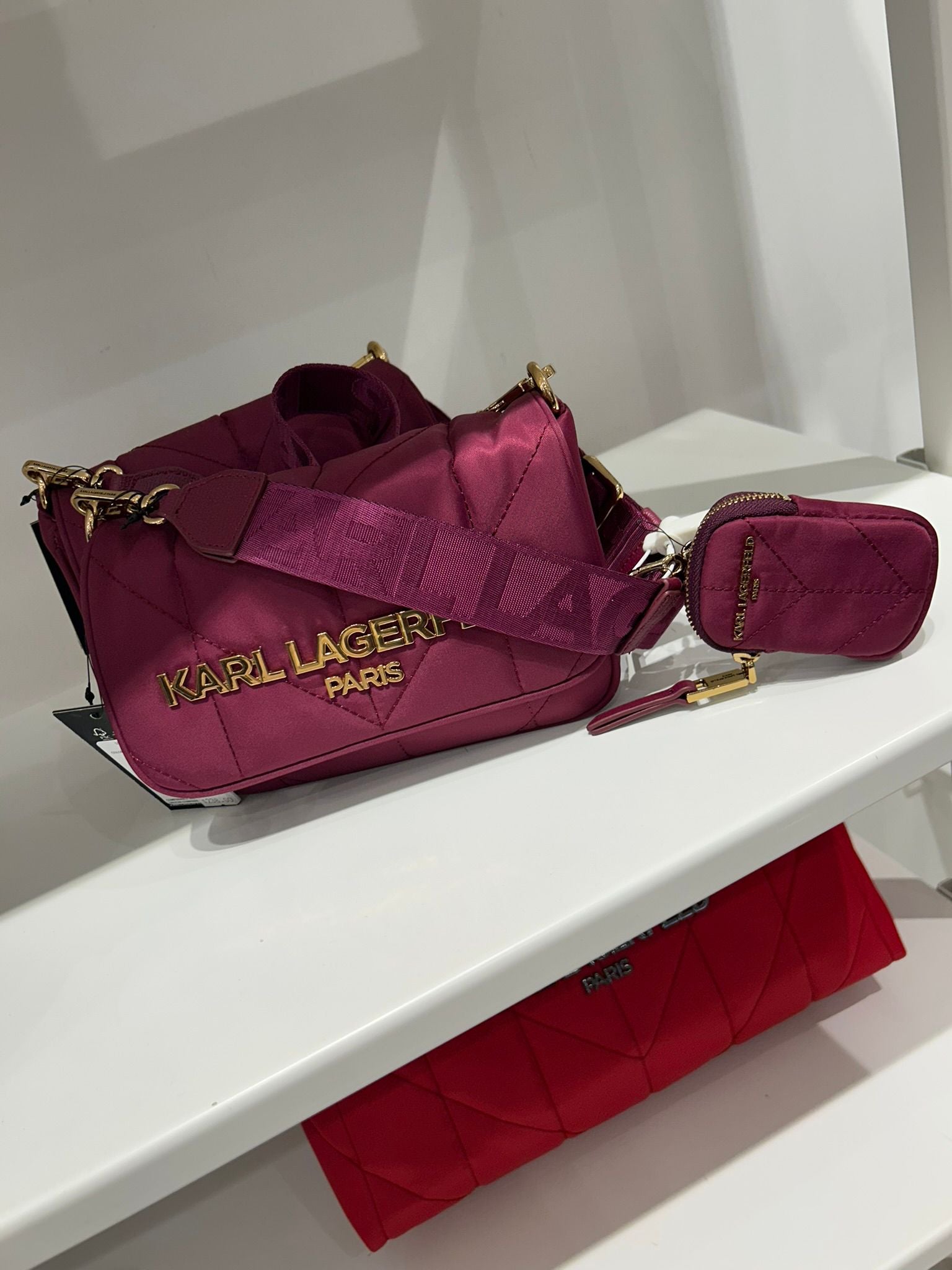 Karl Lagerfeld Paris Womens' VOYAGE LOGO CROSSBODY Wine