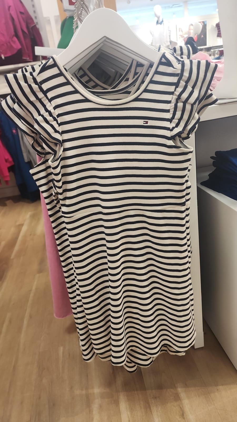 Tommy Girls' Flutter Rib-Knit Stripe Dress