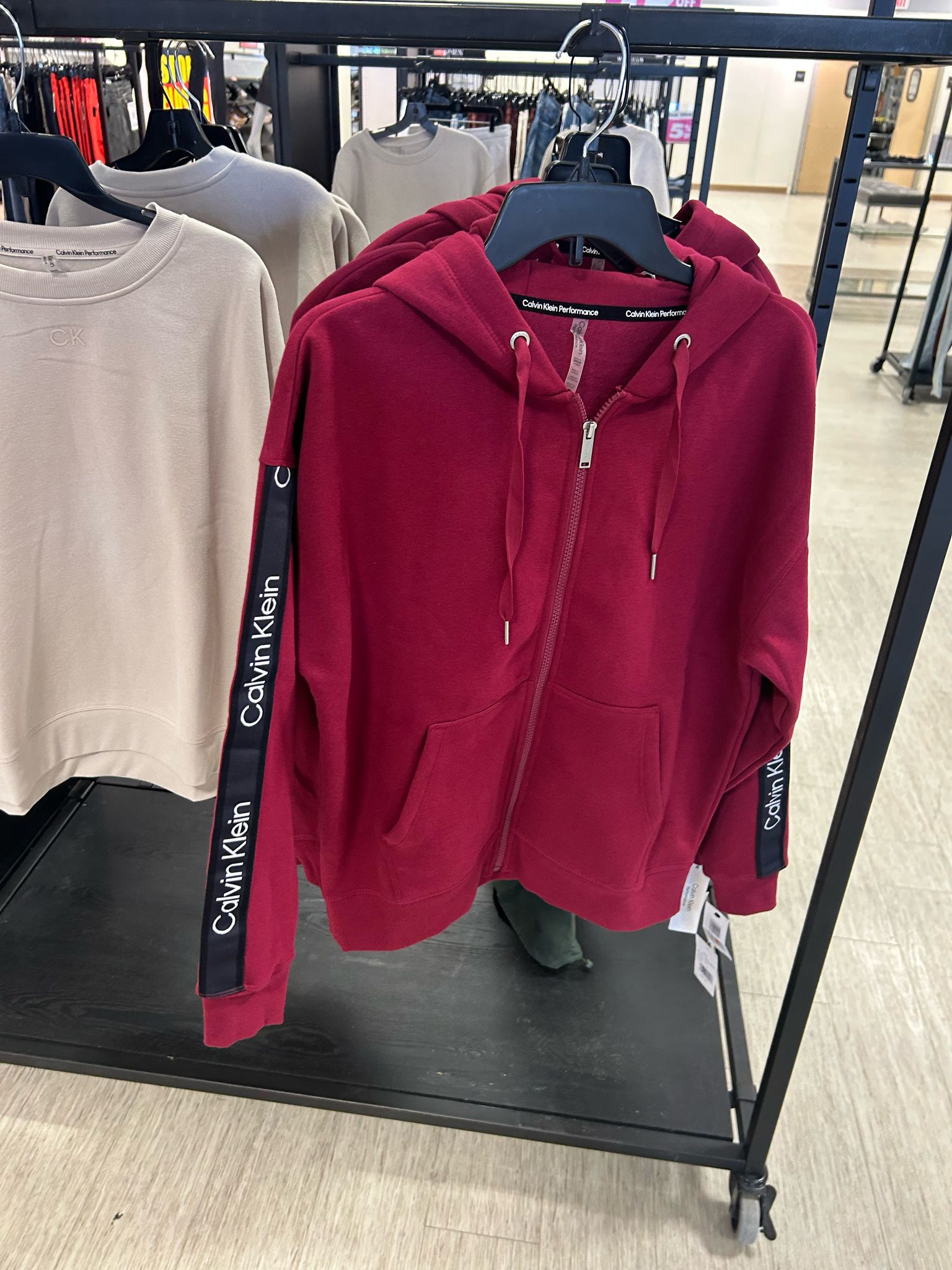 Calvin Klein Performance Women's Fleece Logo Stripe Full Zip Hoodie