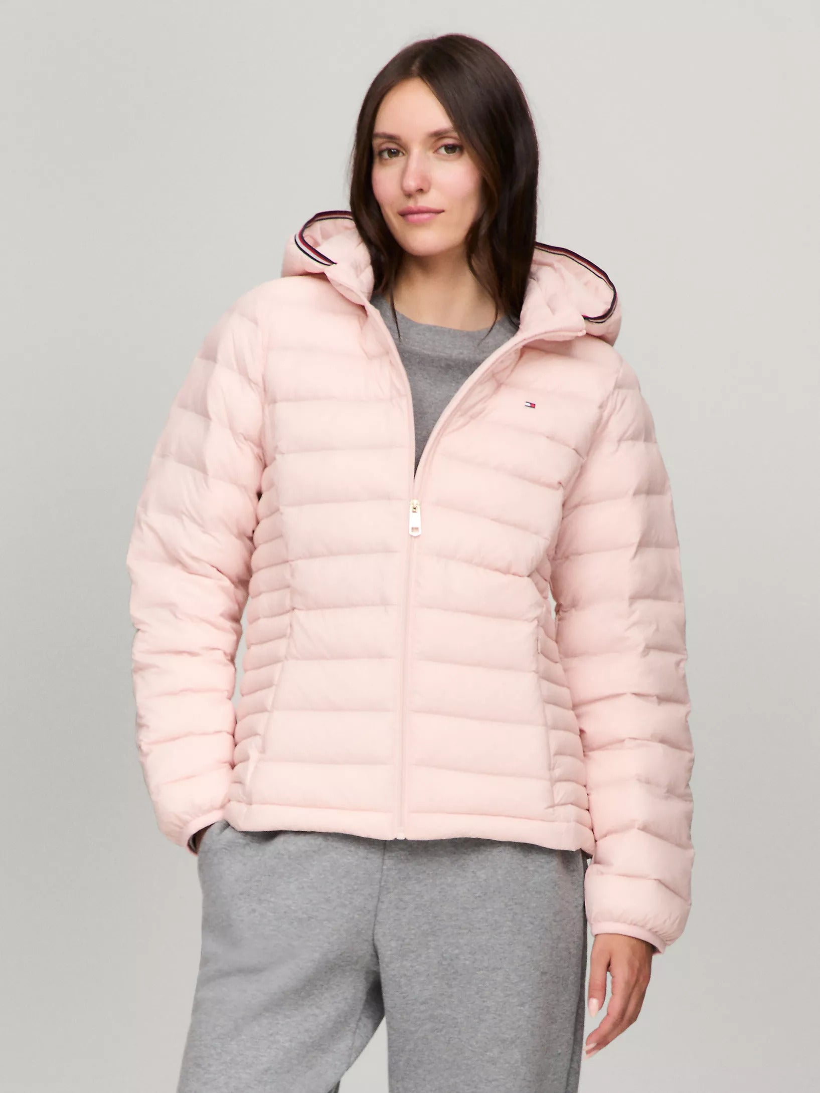 Women's TOMMY HILFIGER Lightweight Hooded Puffer Jacket - Pink