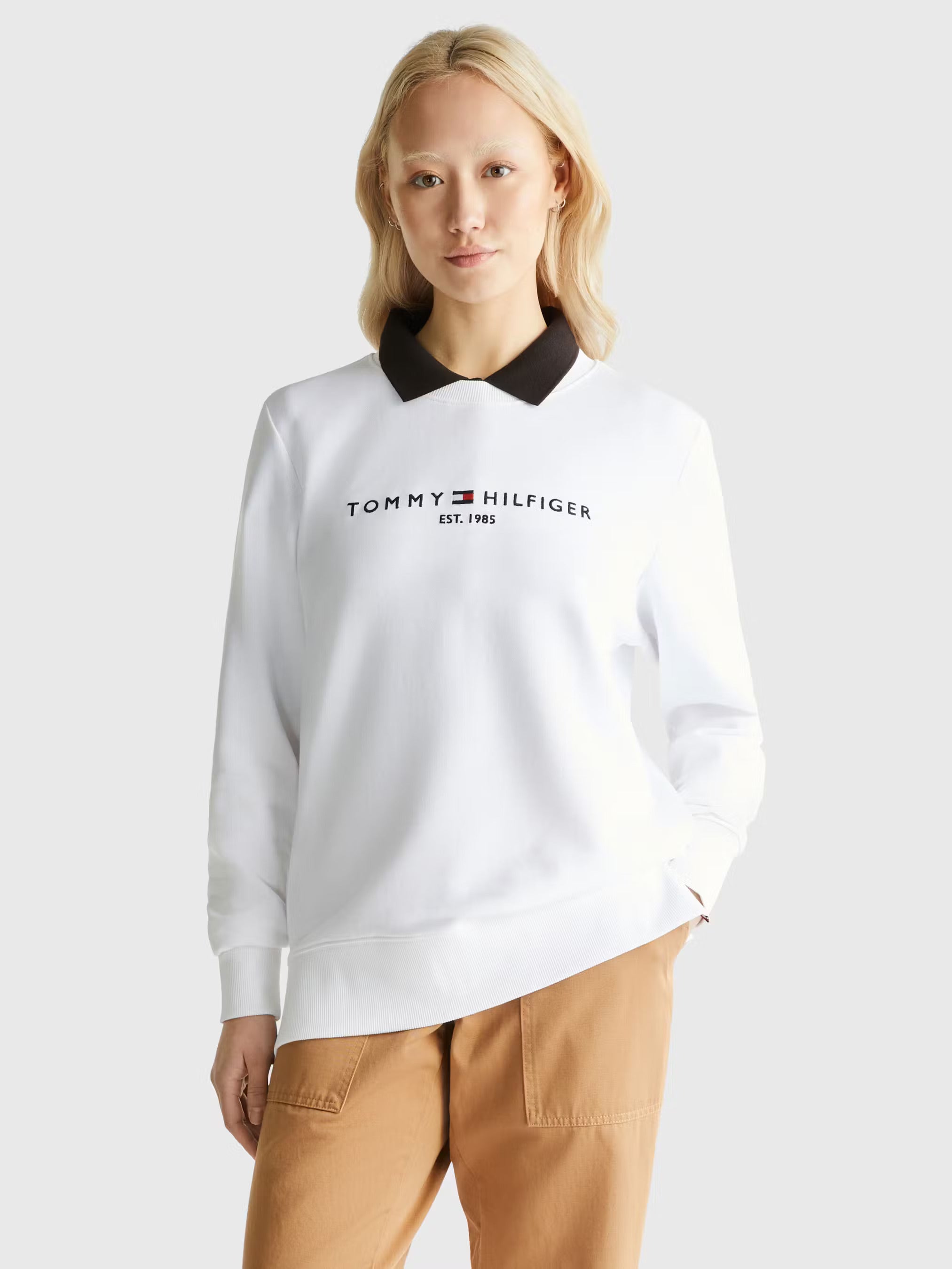 WOMENS' TOMMY HILFIGER Logo Cotton Crew Neck Sweatshirt