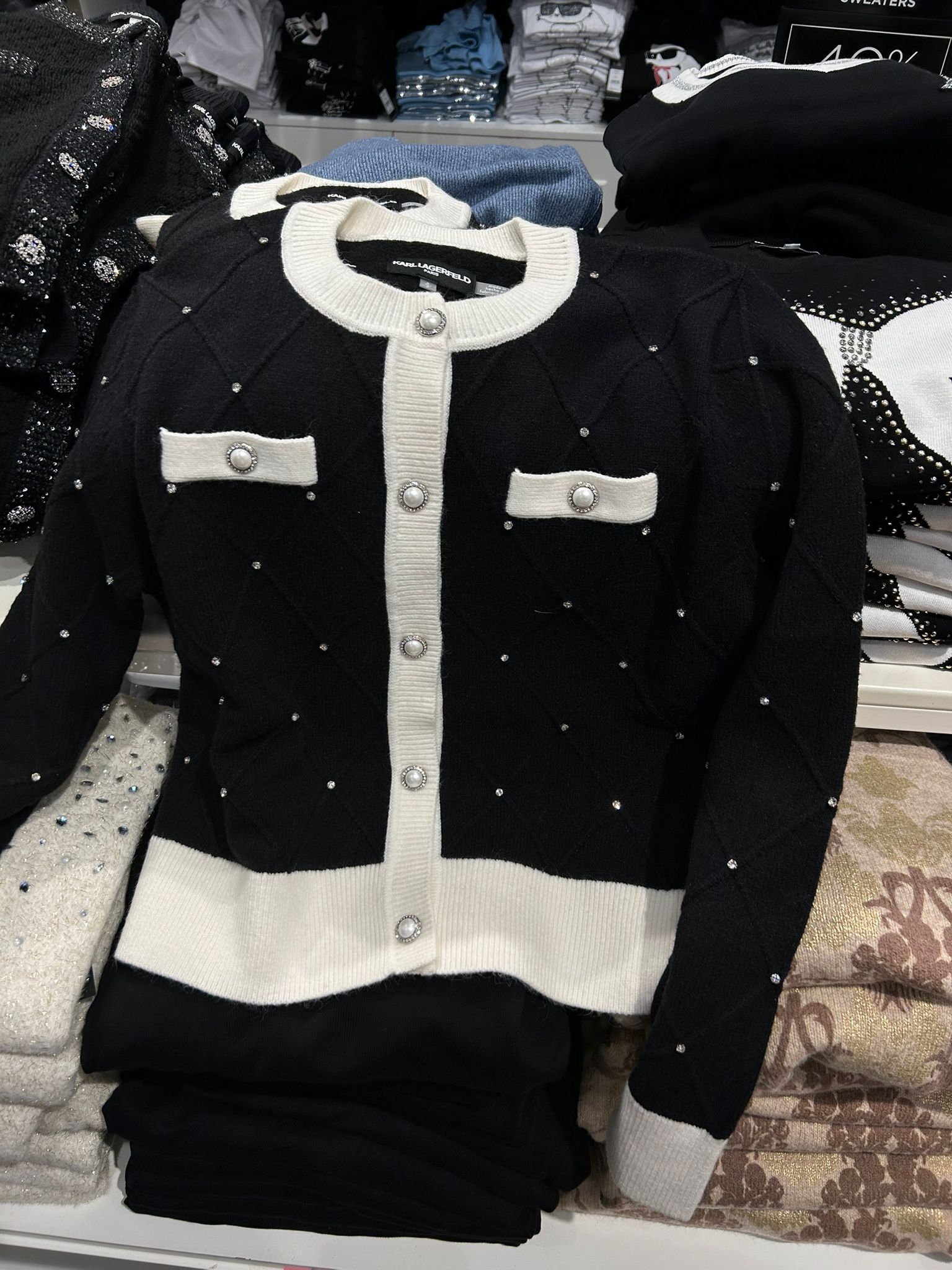 Karl Lagerfeld Paris Women's PEARL CARDIGAN