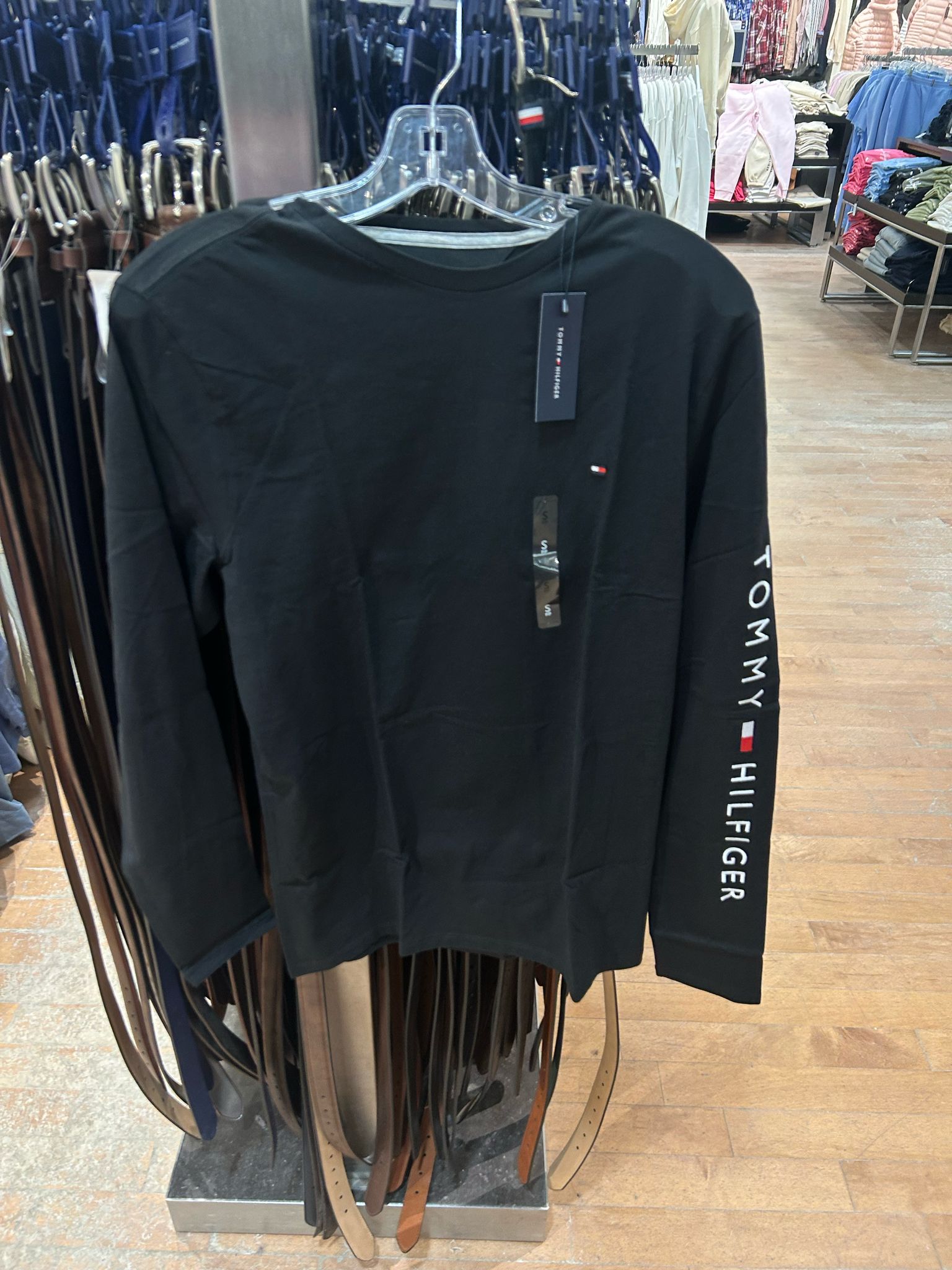 Tommy Mens' Organic Jersey Logo Long Sleeve T-Shirt/ BLACK