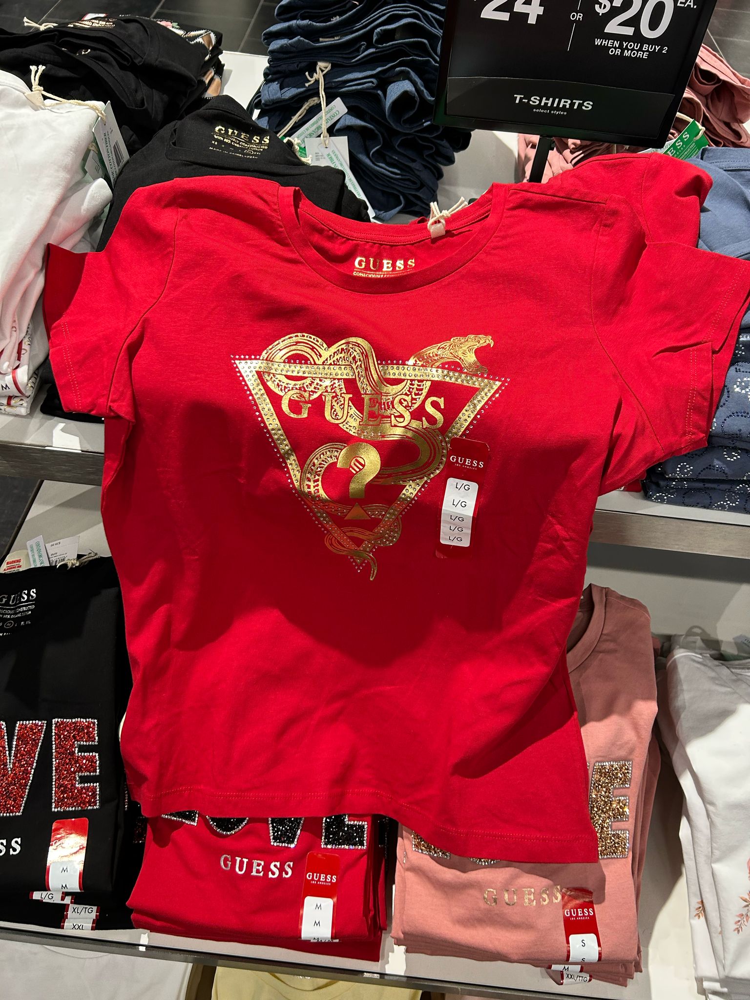 WOMEN GUESS Eco Snake Tee/ RED