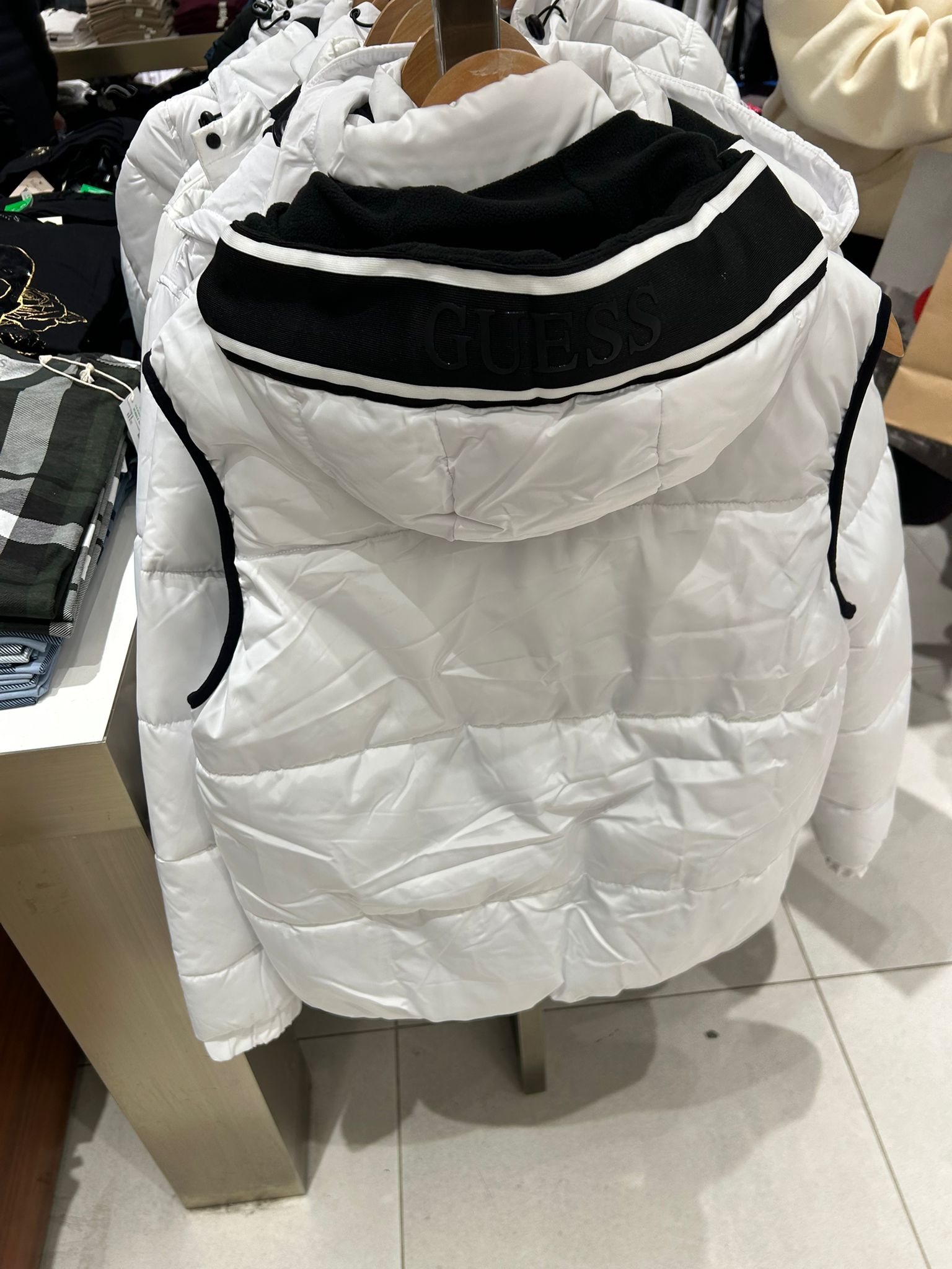 GUESS Mens' Eco Owen Hooded Puffer Vest White
