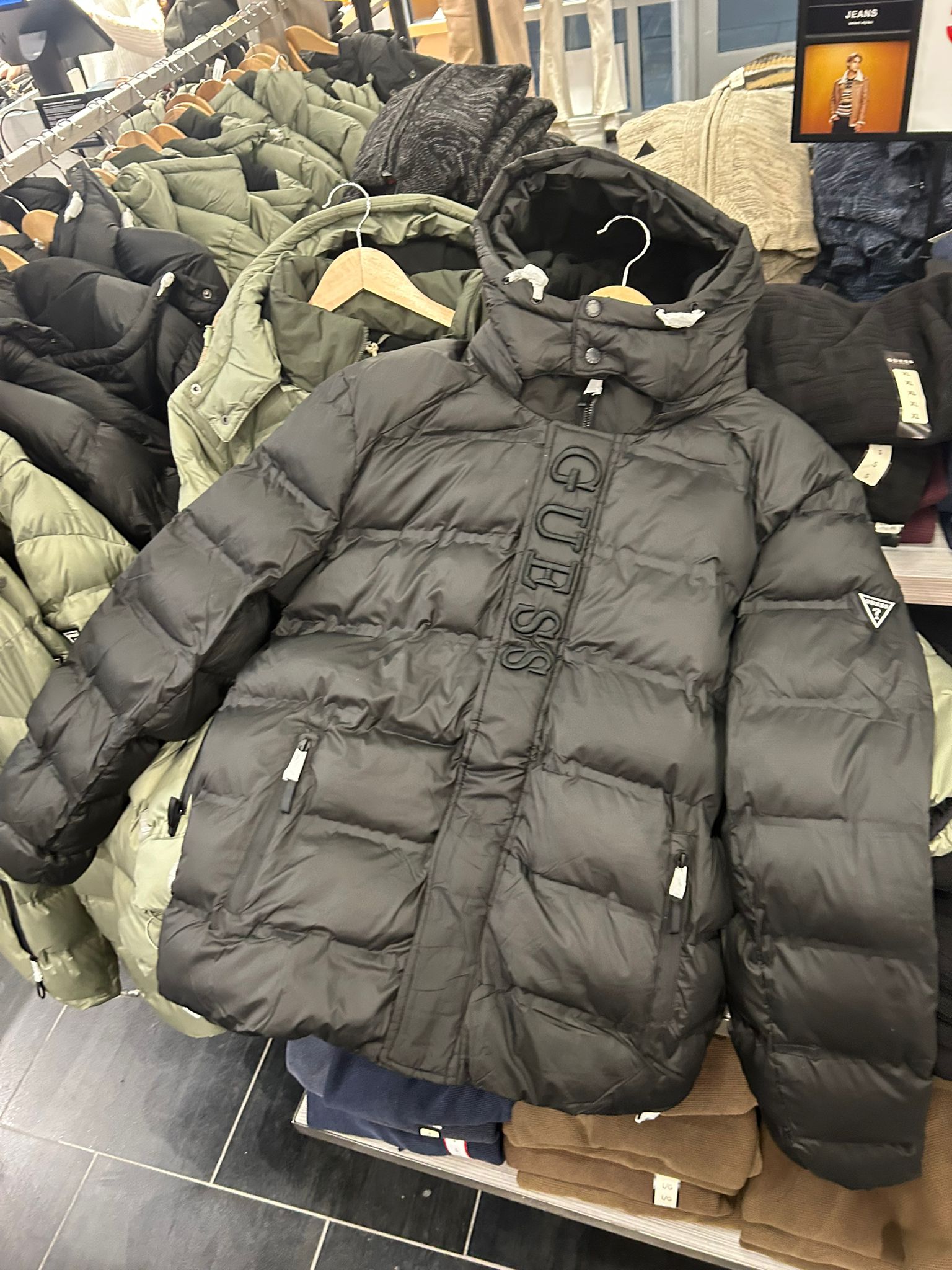 GUESS Mens' Eco Charles Puffer Jacket black