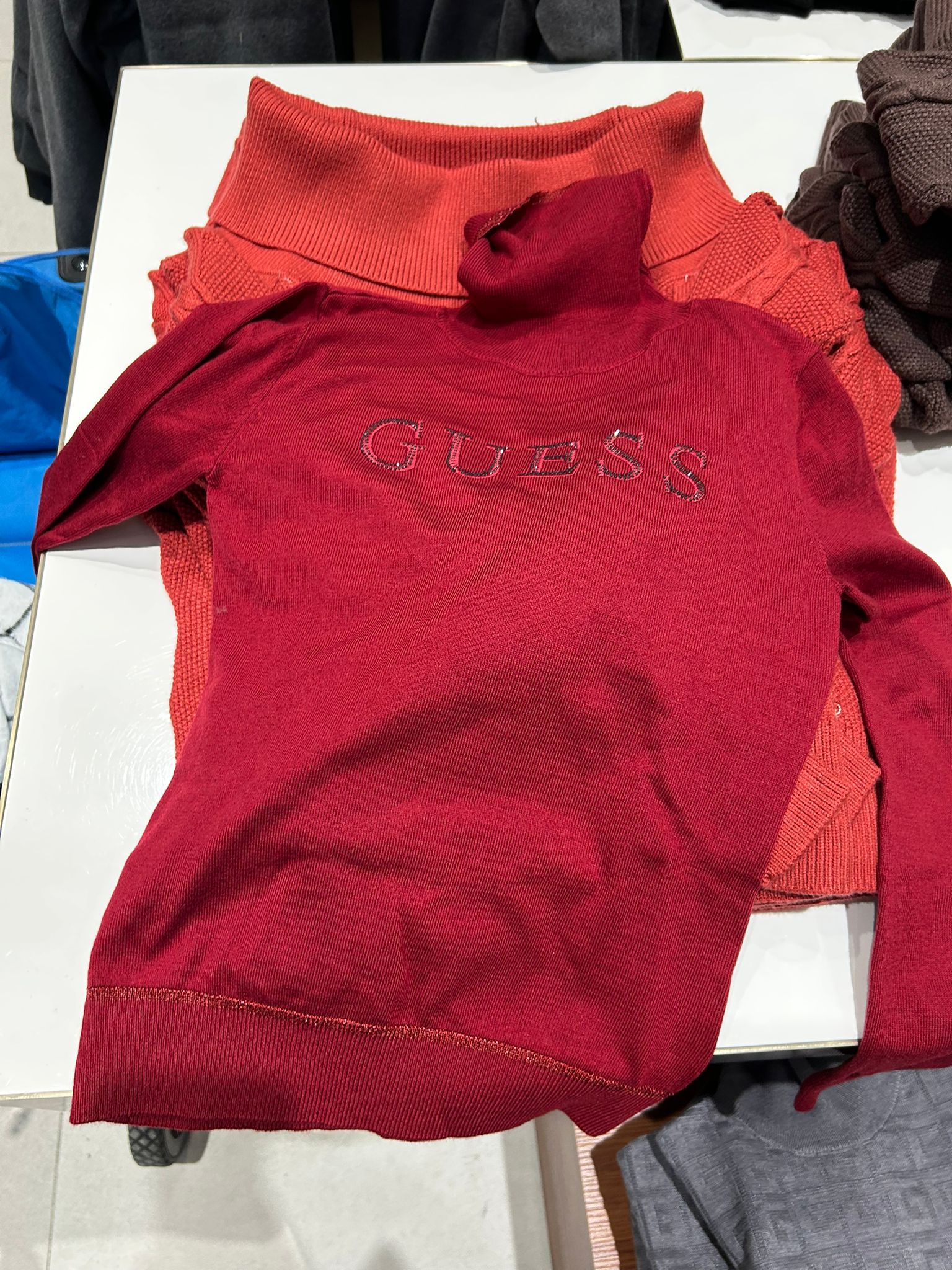 Guess Womens' Maltina Logo Turtleneck Sweater Red