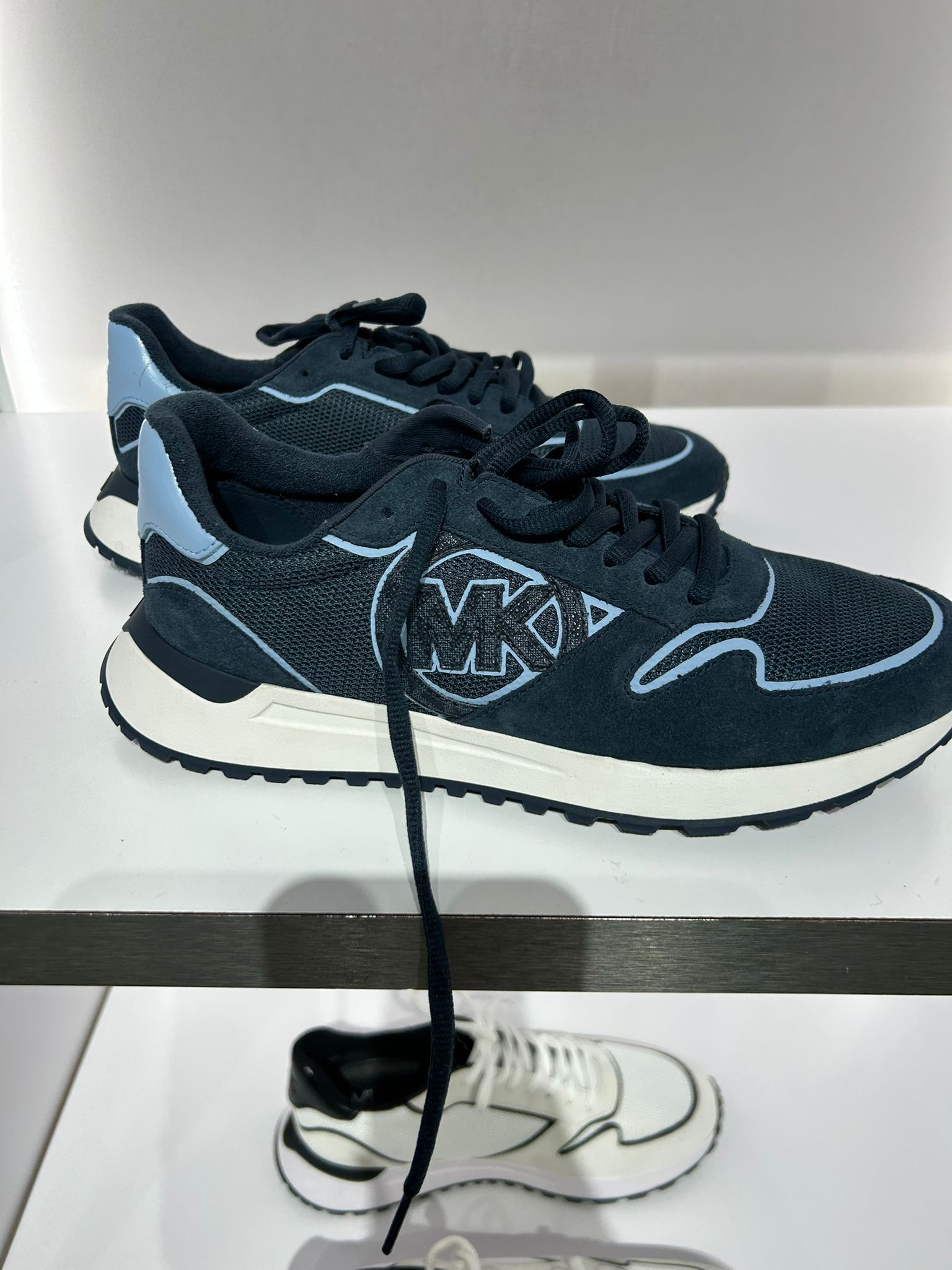 Michael Kors Mens' Dax Mixed-Media Trainer Blue