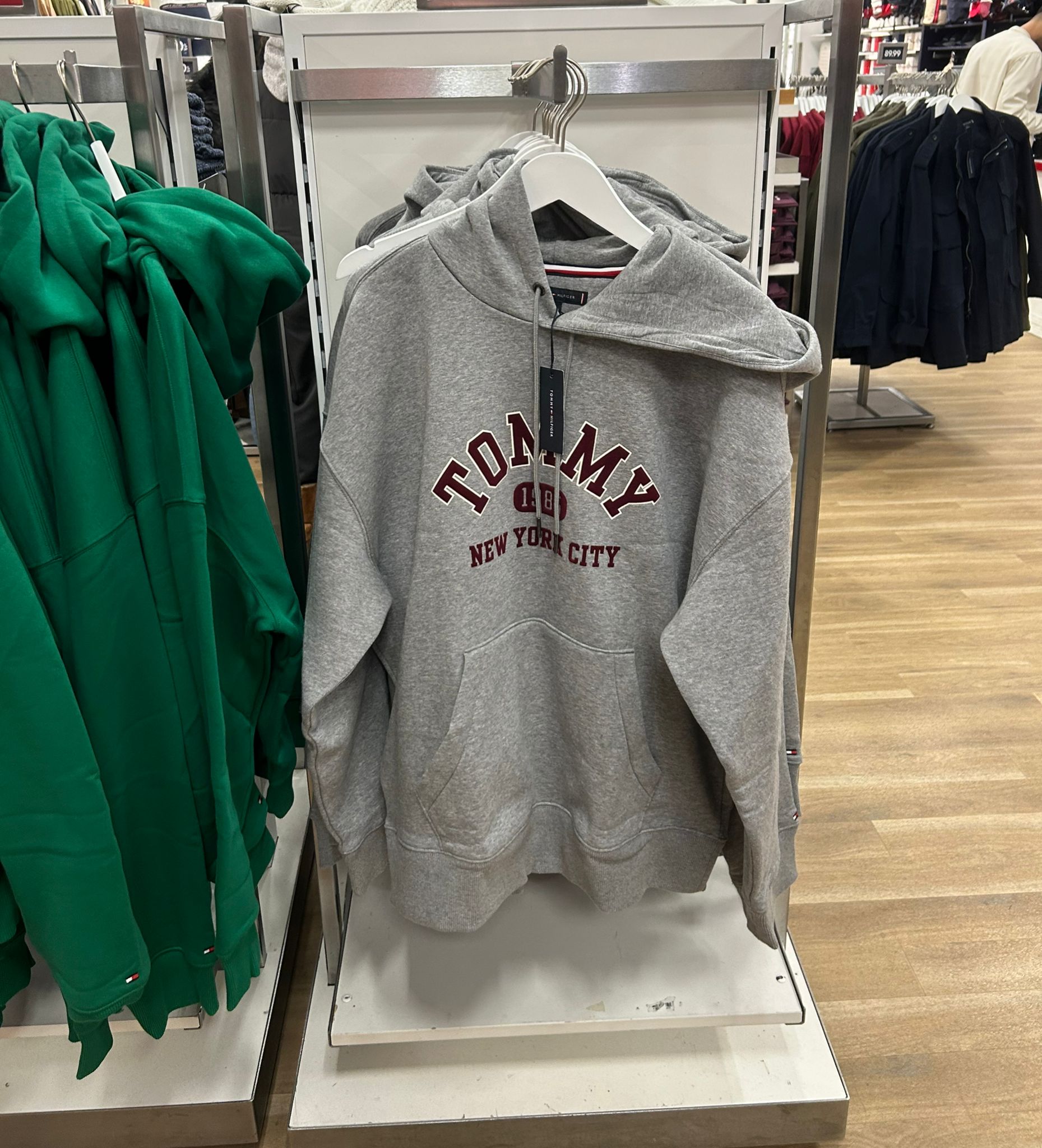 Mens' Tommy NYC Logo Hoodie Grey Heather