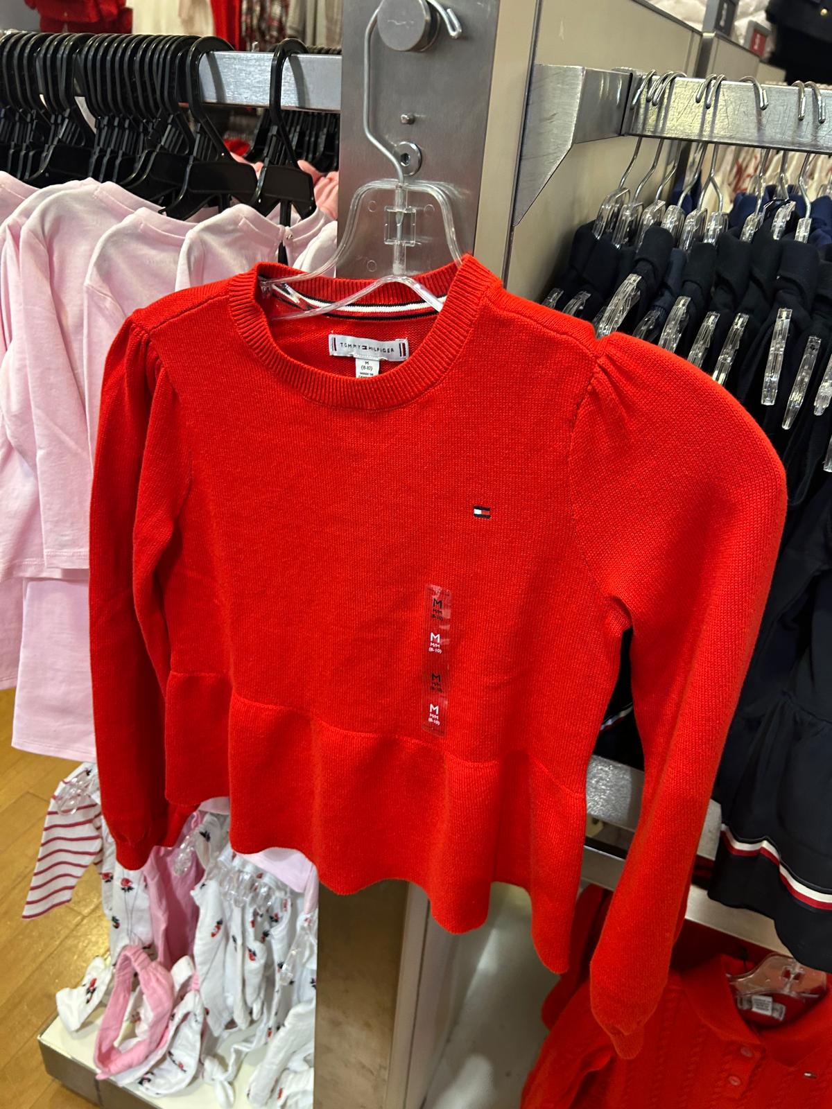 TOMMY Girls Peplum Sweater Deep Crimson