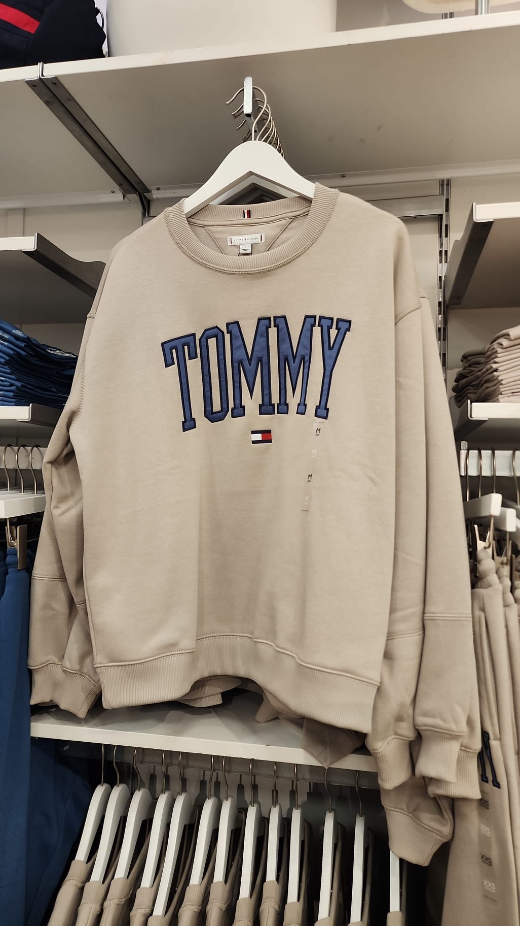 Tommy Womens' Varsity Tommy Logo Crewneck Sweatshirt/ STONE