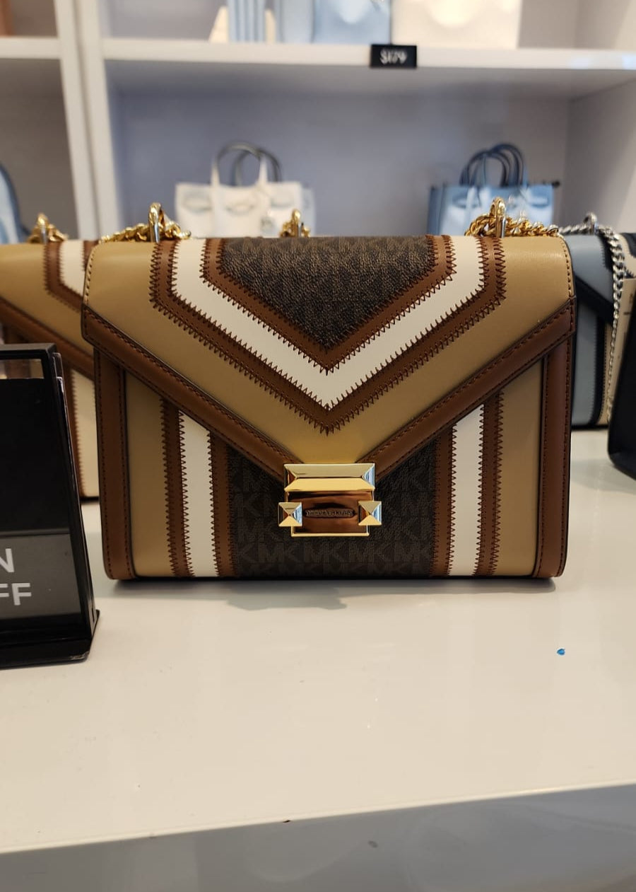 Michael Kors Womens' Whitney Medium Color-Block and Signature Logo Shoulder Bag/