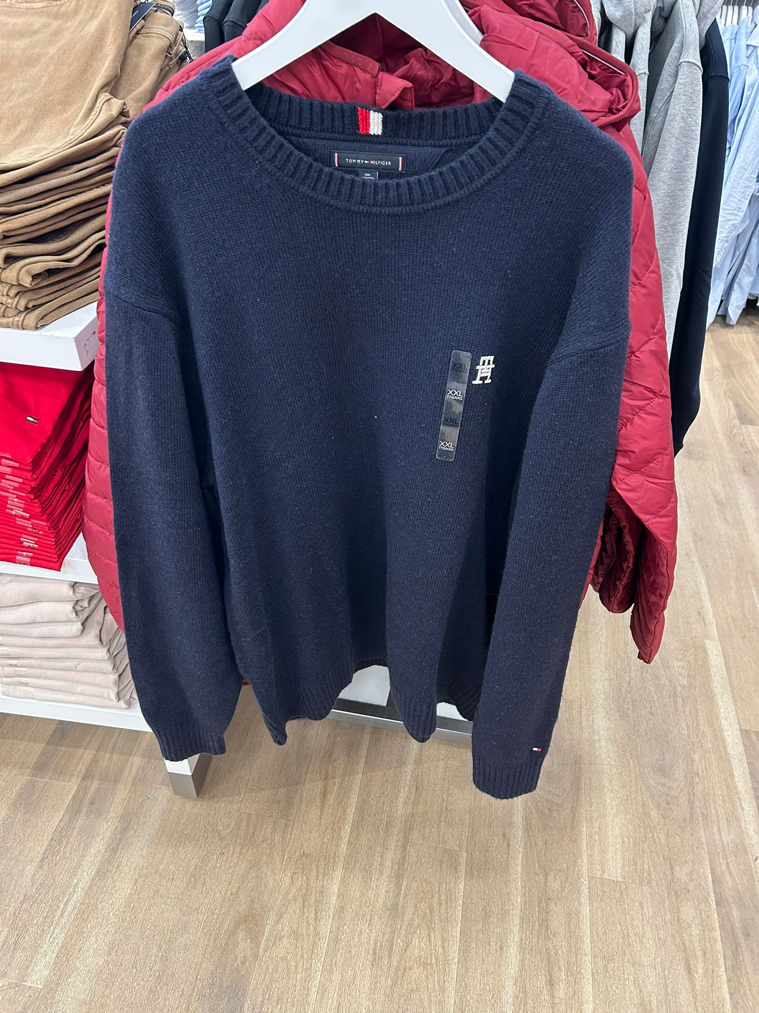 TOMMY HILFIGER MENS' Midweight Cotton Sweater-NAVY