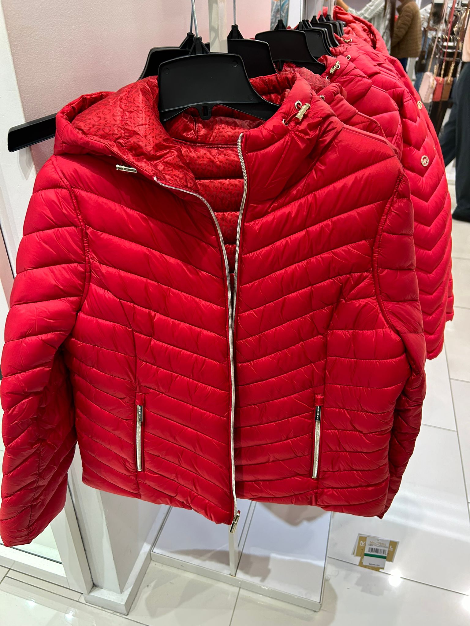 Womens' michael_kors Chevron Logo Print Quilted Nylon Reversible Jacket