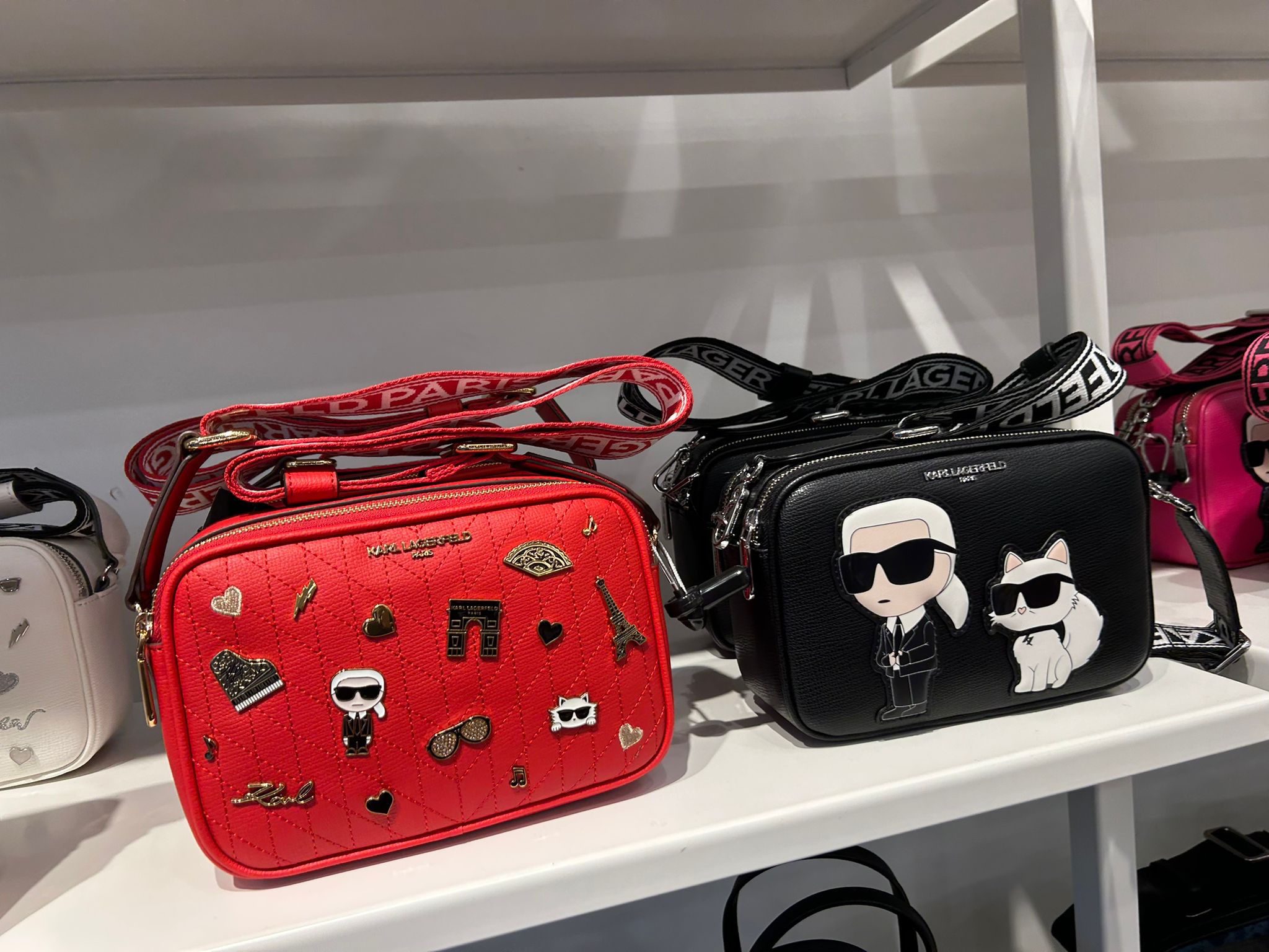 Womens' Karl Lagerfeld Paris MAYBELLE CAMERA CROSSBODY Red
