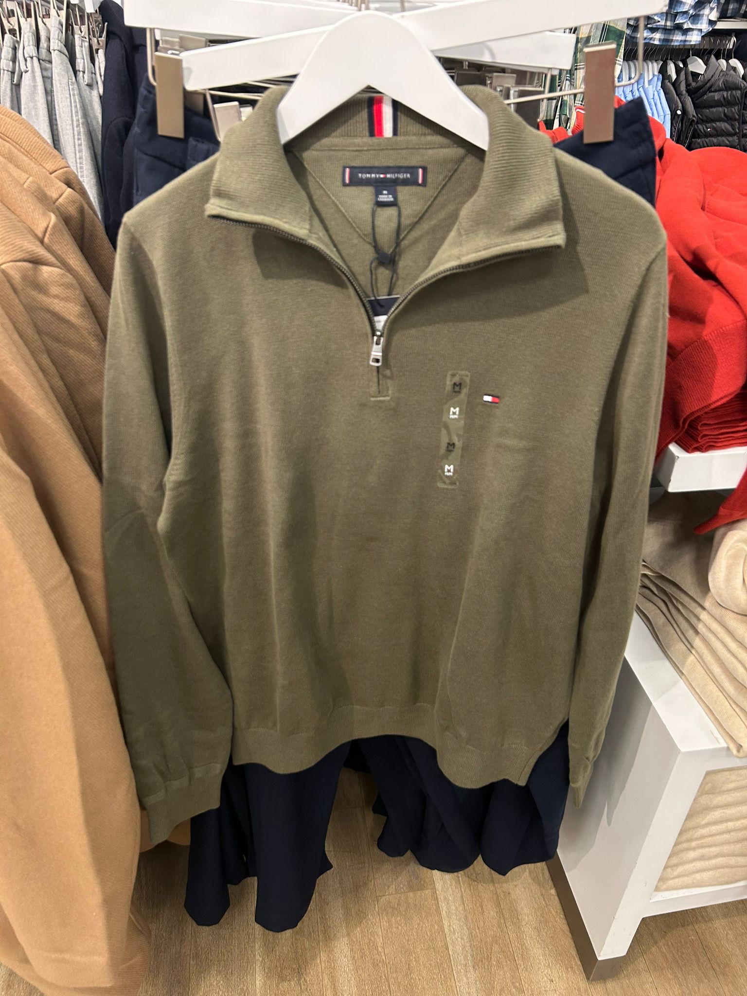 Tommy MENS' Classic Quarter-Zip Sweater Army Green