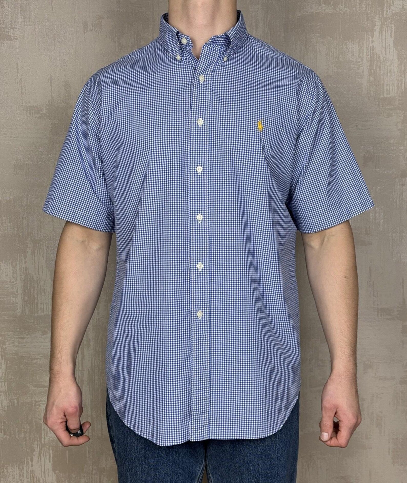 Polo Ralph Lauren Men's Vintage Check Short Sleeve Shirt -Blue/White