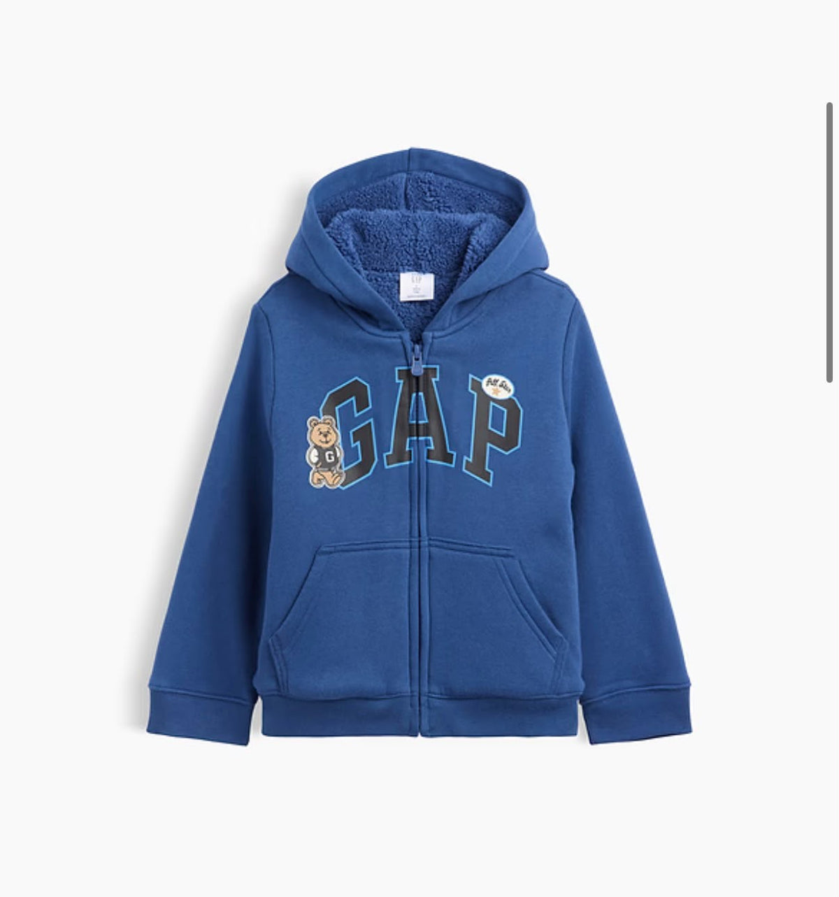 Gap babyGap Sherpa-Lined Logo Zip Boy Hoodie - Blue Track Brannen