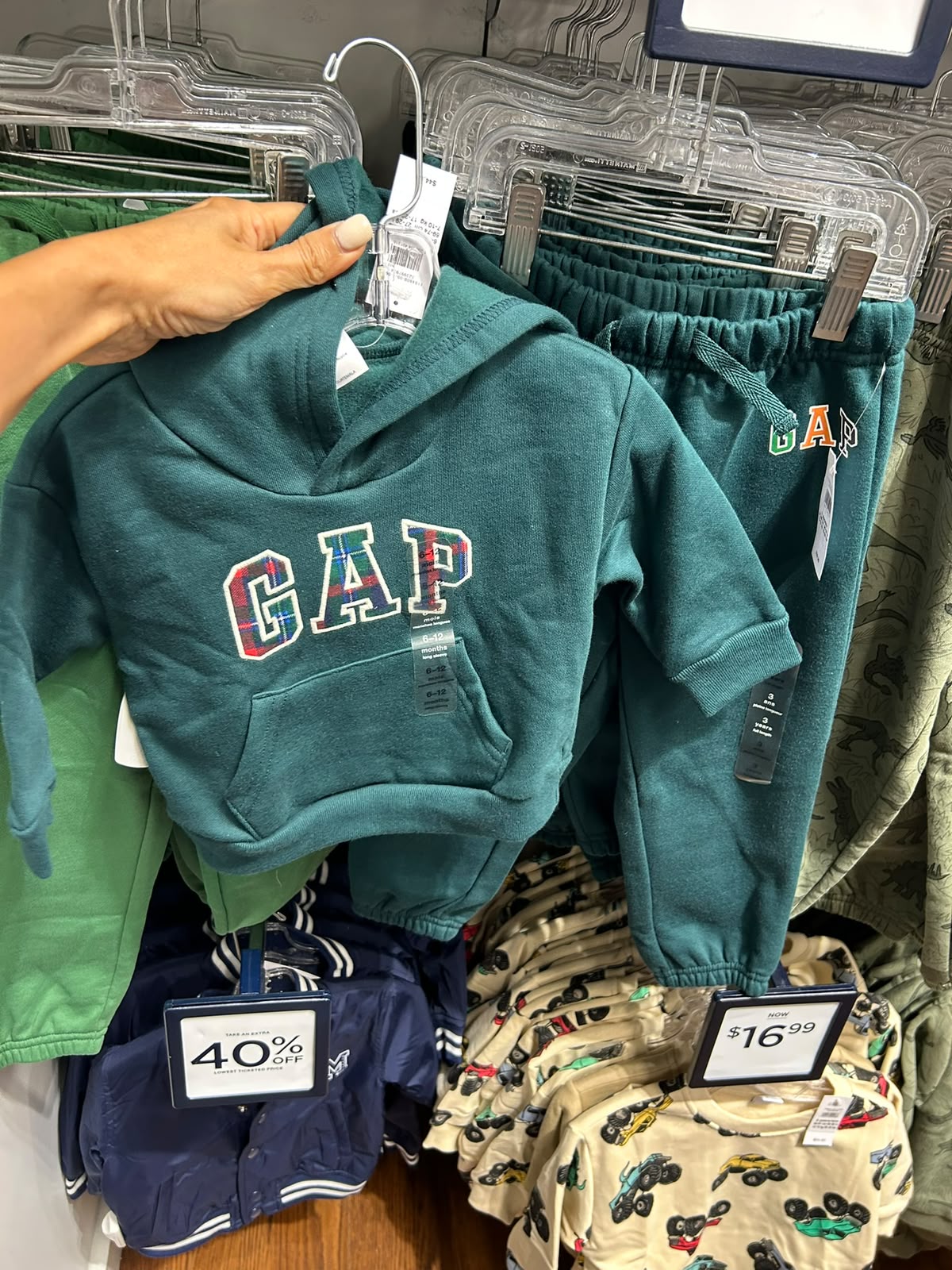 Gap babyGap Relaxed Print Logo Boy Hoodie - Plaid Logo