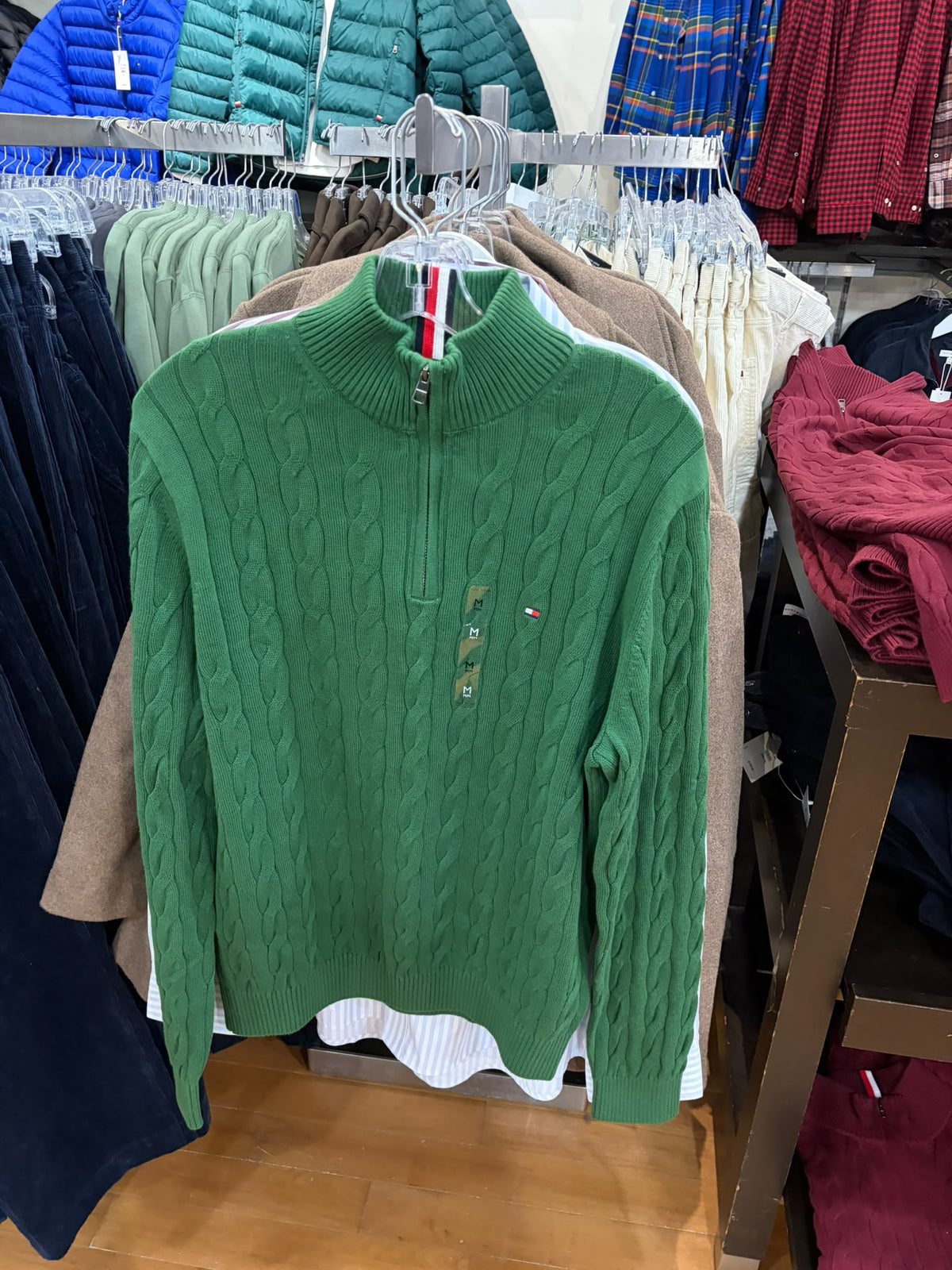 Cable Knit Men’s Quarter-Zip Sweater-Deep Evergreen