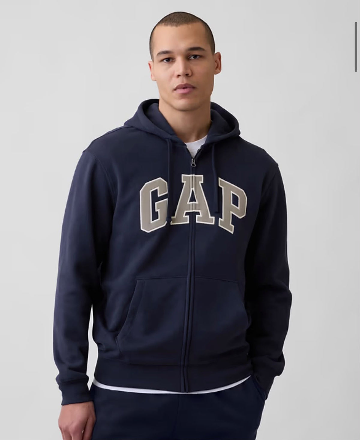 Gap Adult VintageSoft Arch Logo Zip Men Hoodie - Tapestry Navy Blue