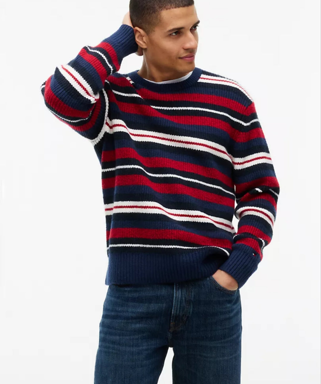 Tommy Striped Shaker Knit Men Sweater - Carbon Navy