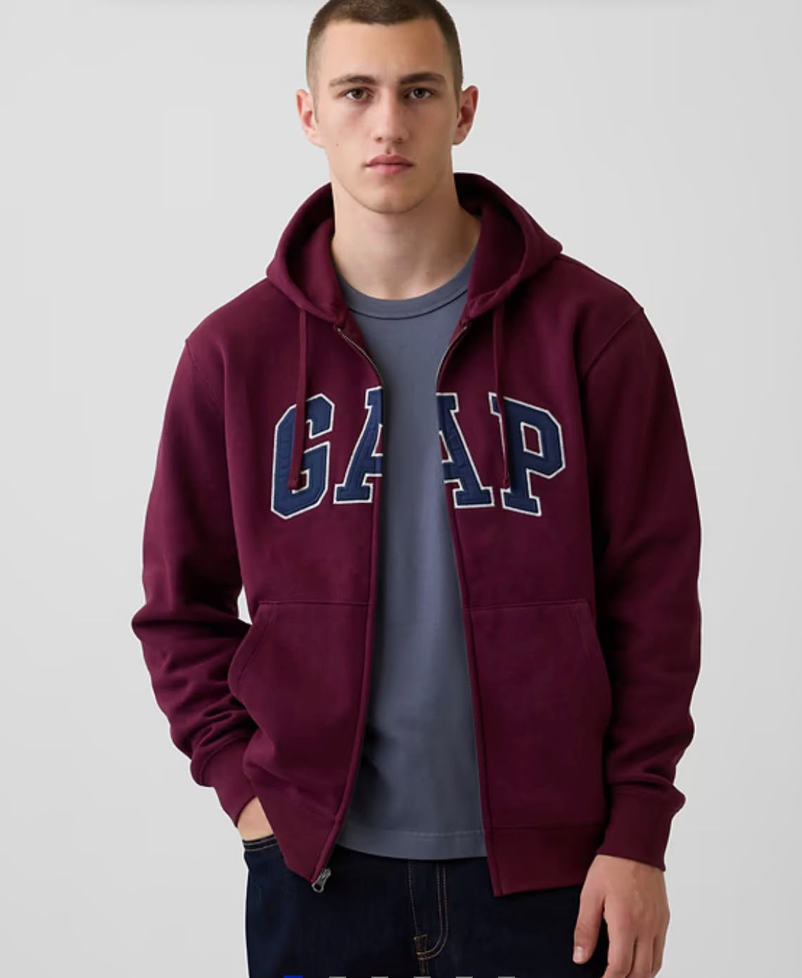 Gap Adult VintageSoft Arch Logo Zip Men Hoodie - Tuscan Red