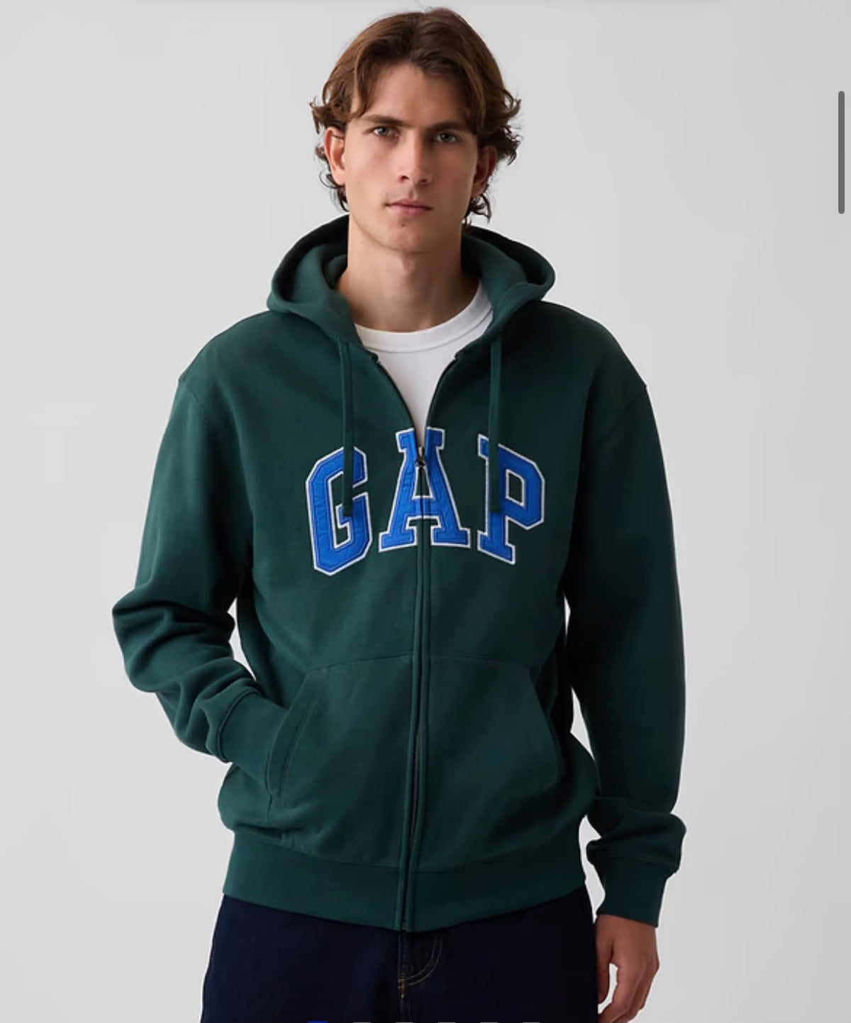 Gap Adult VintageSoft Arch Logo Zip Men Hoodie - Deep hunter green.