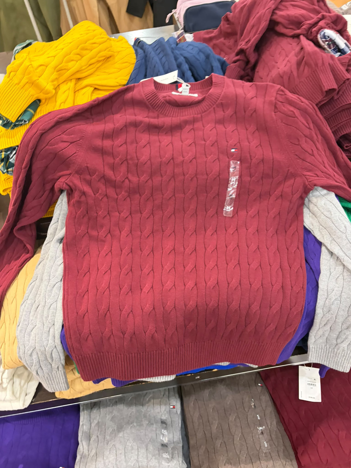 Cable Knit Crewneck Men Sweater-Deep Rouge