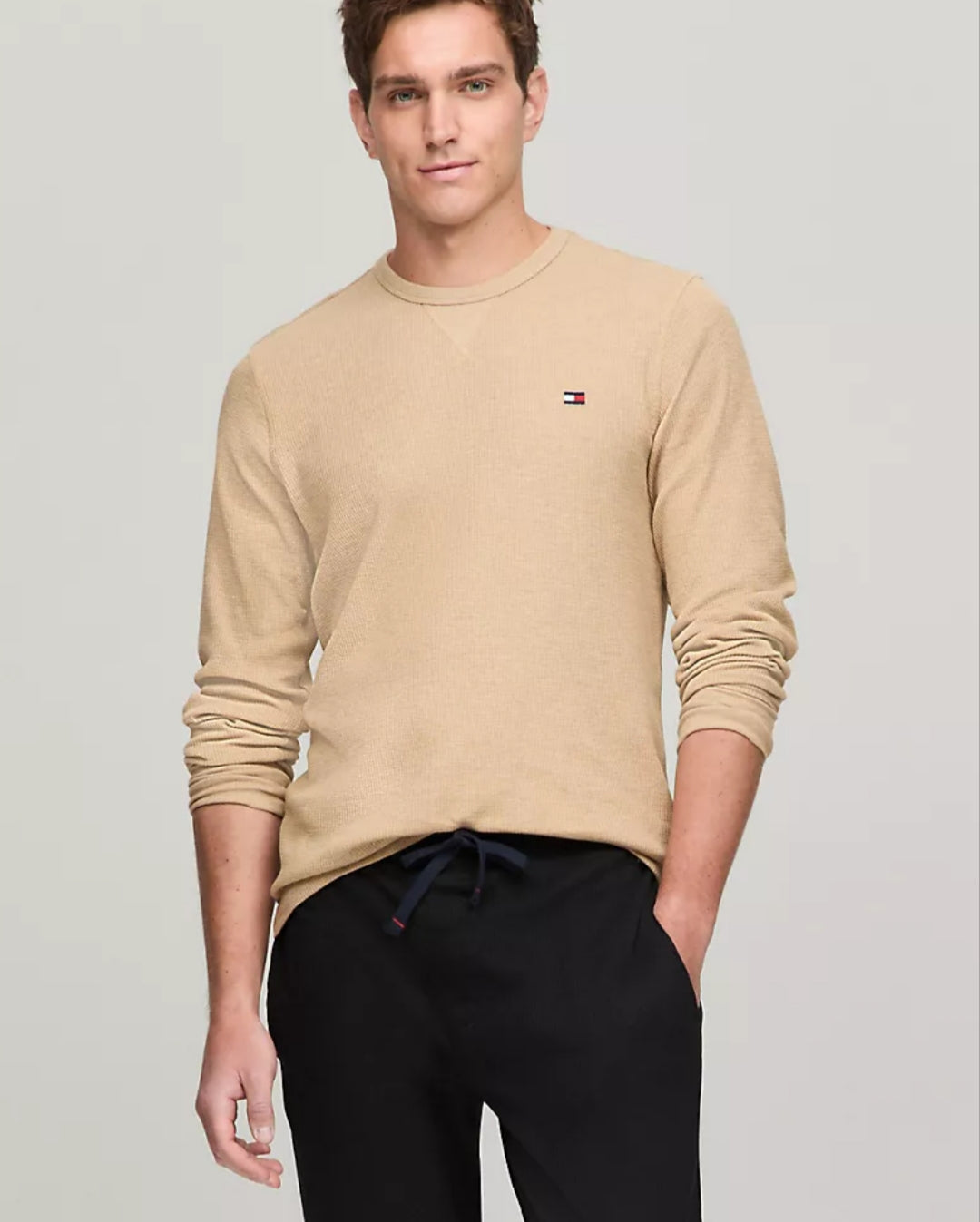 Tommy Classic Crewneck Men Sweater-Classic Khaki