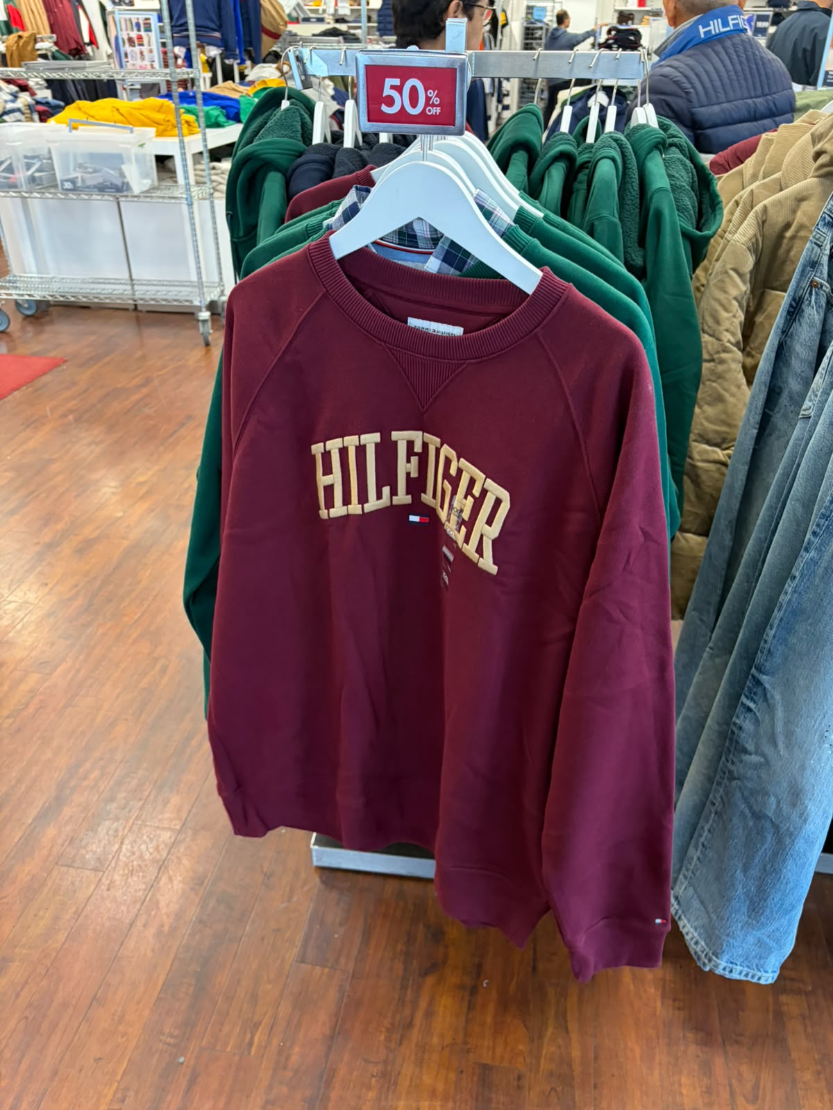 Tommy Varsity Hilfiger Logo Raglan women Sweatshirt -Burgundy