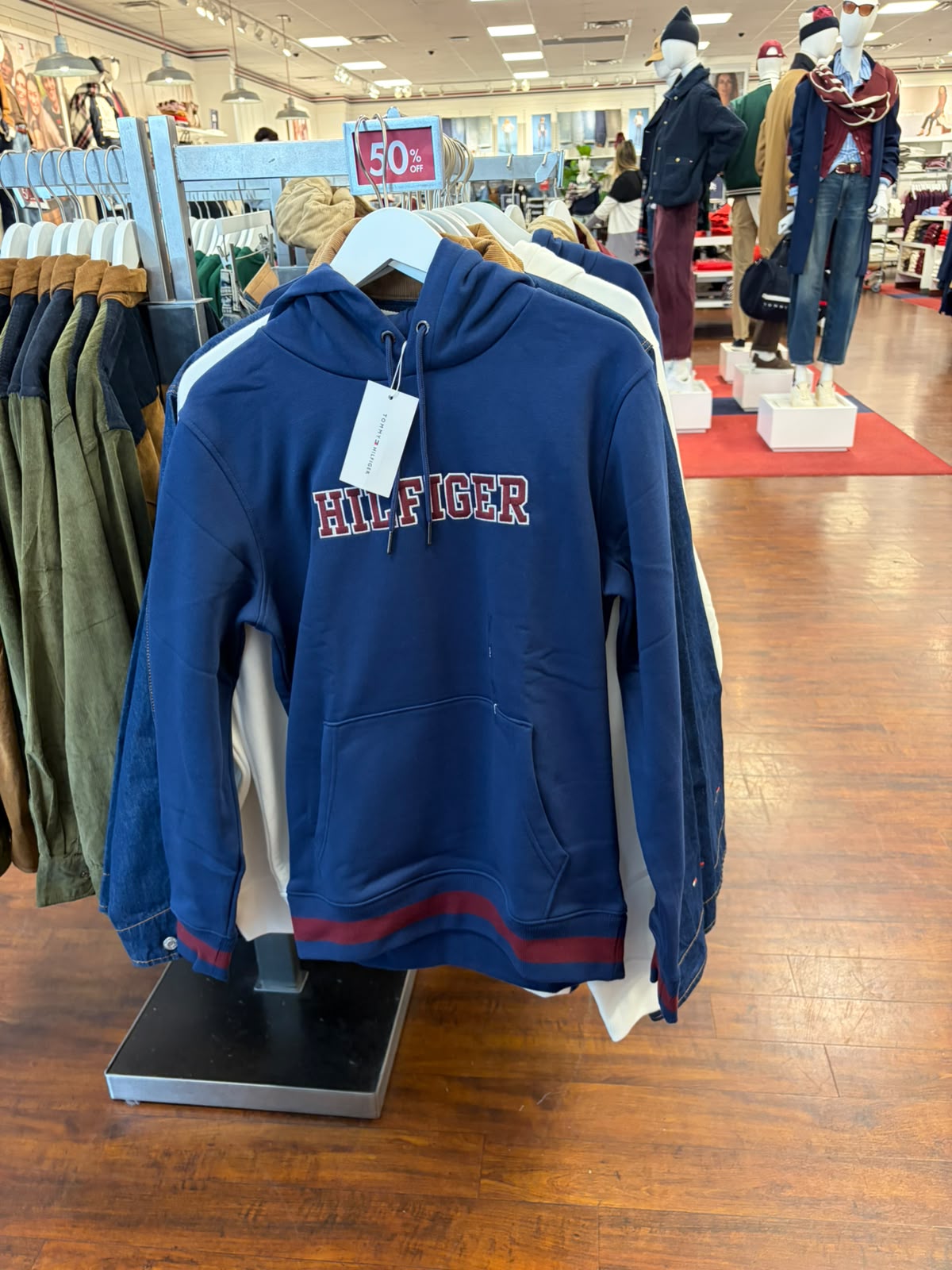 Tommy Embroidered Hilfiger Logo Men Hoodie -Preppy Navy