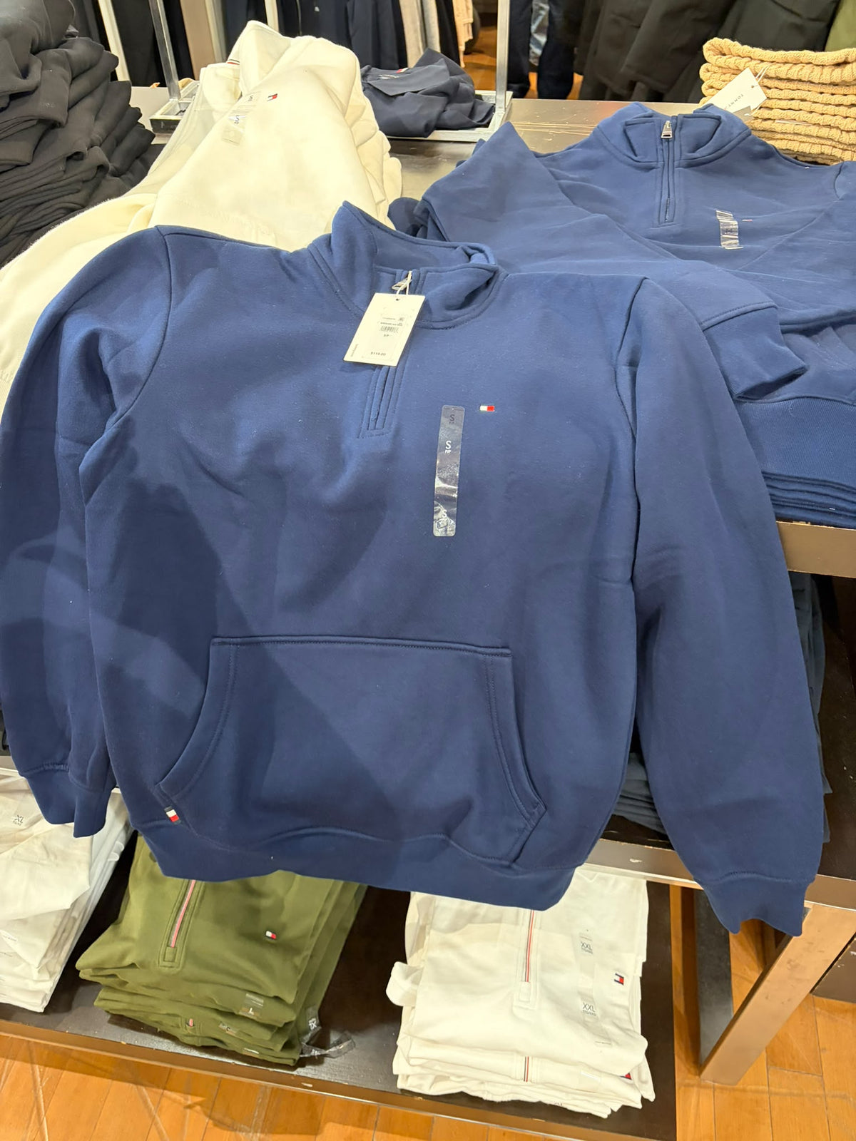 Tommy Global Stripe Terry Quarter-Zip Men Sweatshirt - DESERT SKY