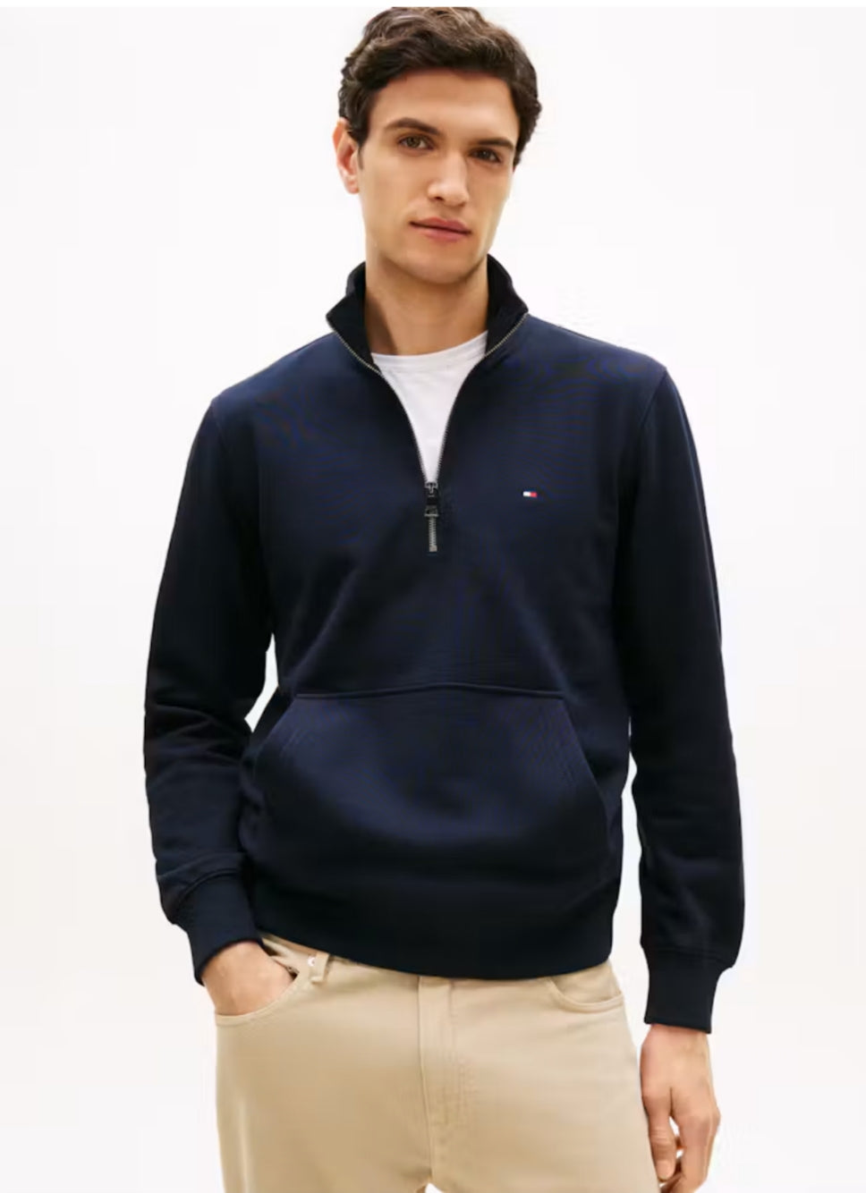 Tommy Global Stripe Terry Quarter-Zip Men Sweatshirt - DESERT SKY