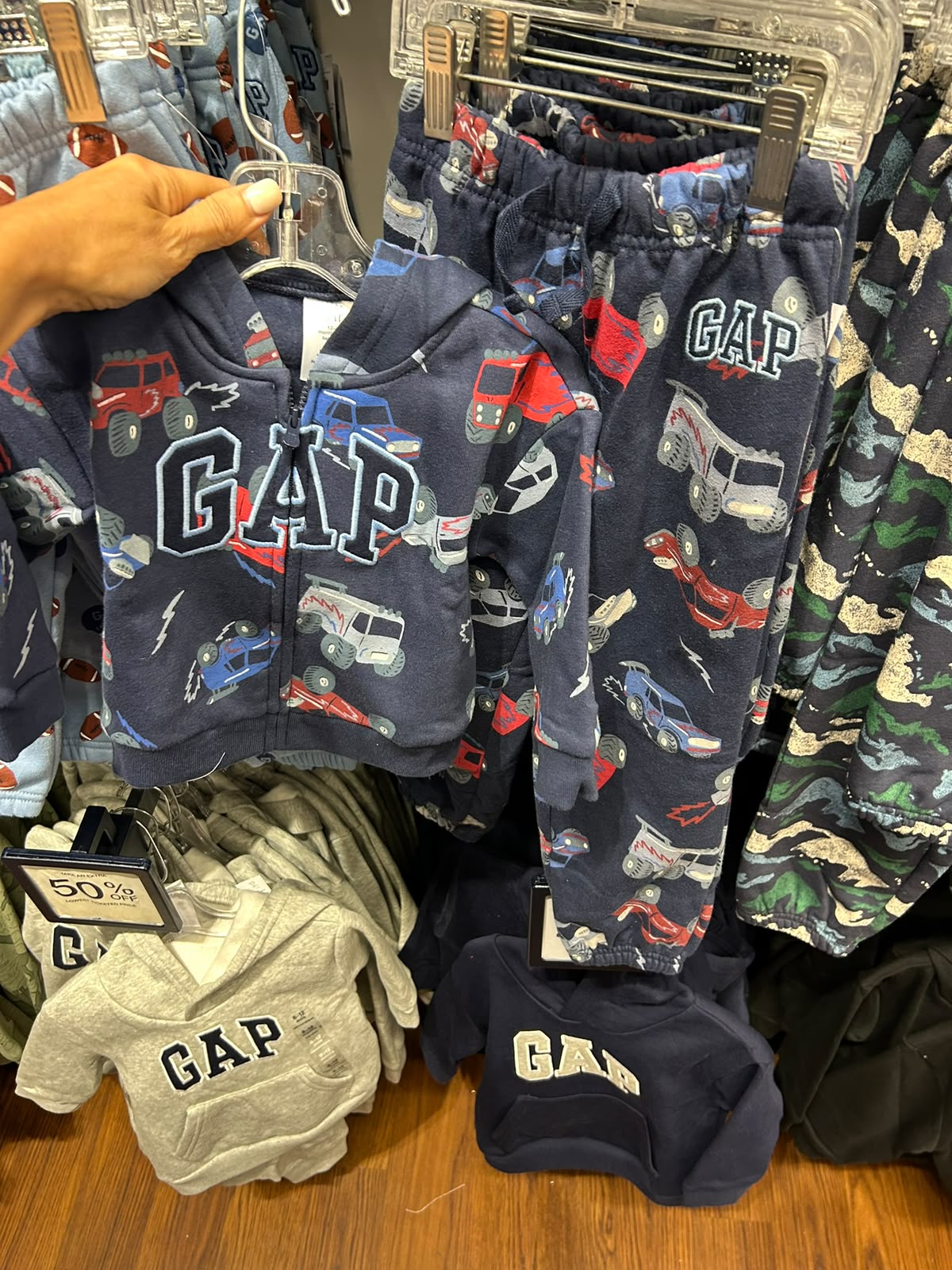 Gap babyGap Relaxed Print Logo Zip Boy Hoodie - Truck Blue
