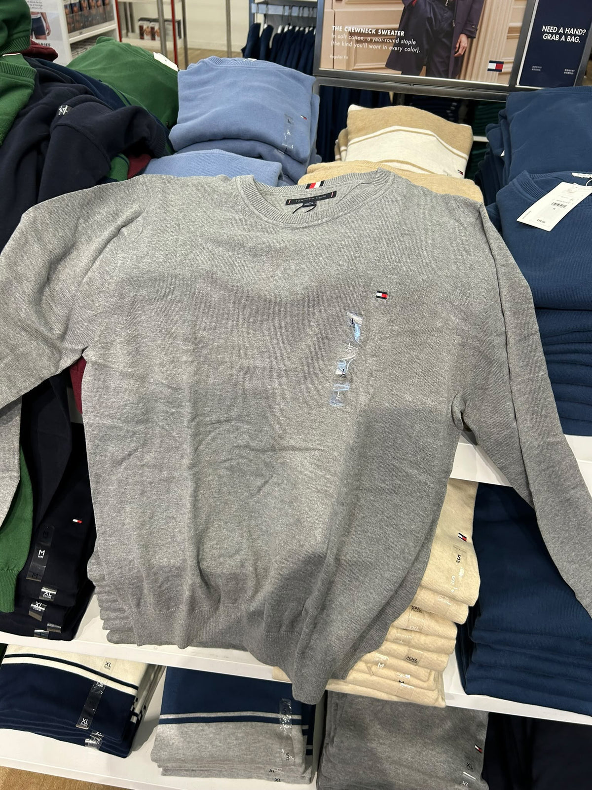 Tommy Classic Crewneck Men Sweater-Grey Heather