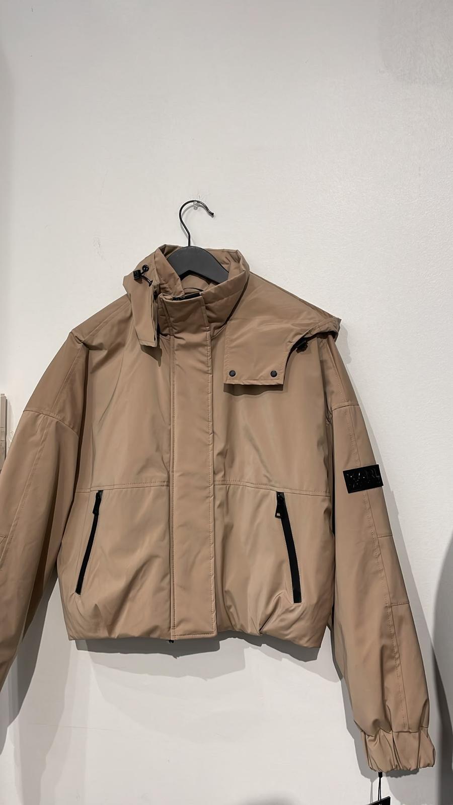 Karl CROPPED HOODED Women BOMBER - Khaki