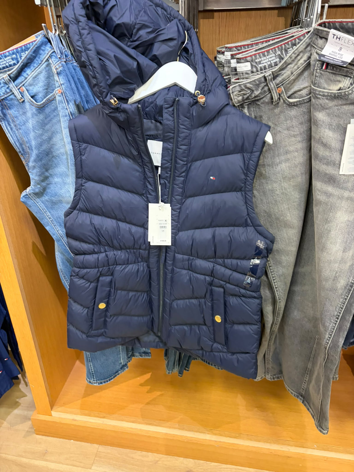 Tommy Lightweight Quilted Hooded Women Vest - Navy Blue