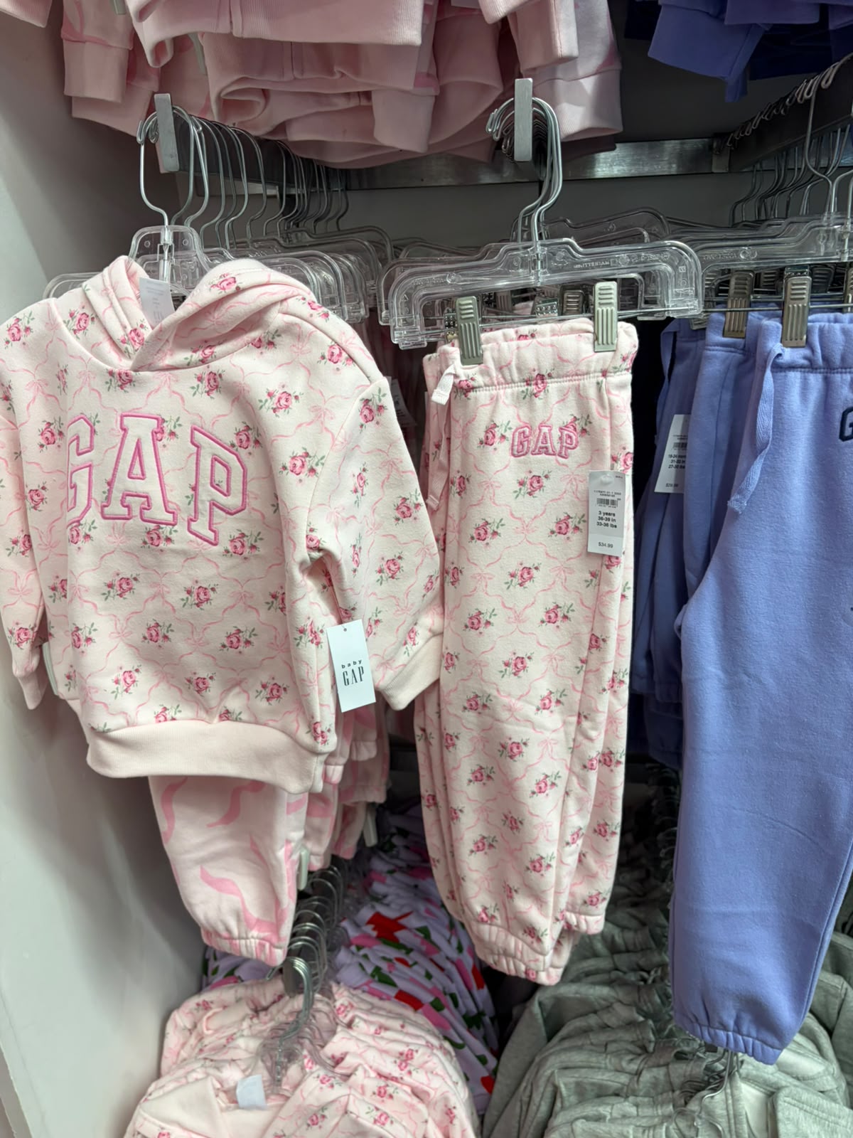 Gap babyGap Relaxed Colorblock Logo Girl Hoodie - Pink Rose Mist Floral