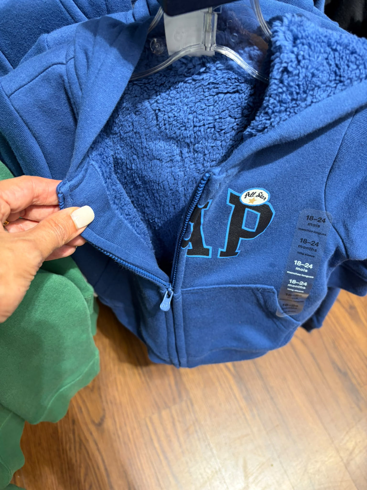 Gap babyGap Sherpa-Lined Logo Zip Boy Hoodie - Blue Track Brannen