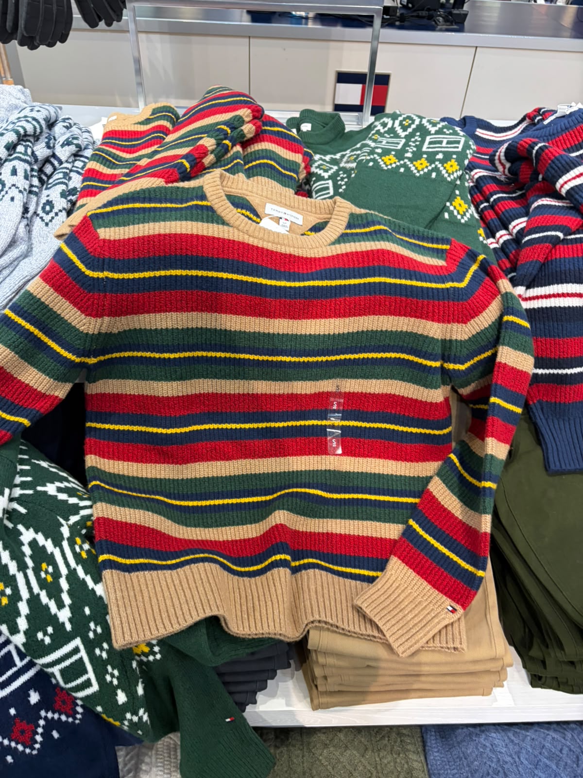 Tommy Striped Shaker Knit Men Sweater - Safari Canvas