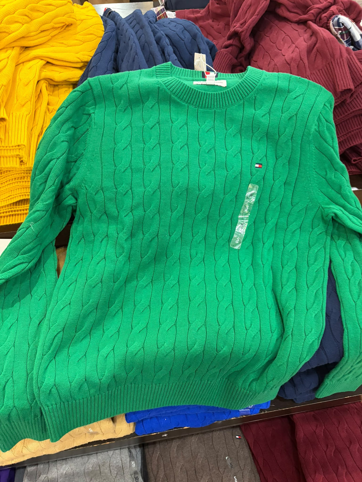 Cable Knit Crewneck Men Sweater-Nouveau Green