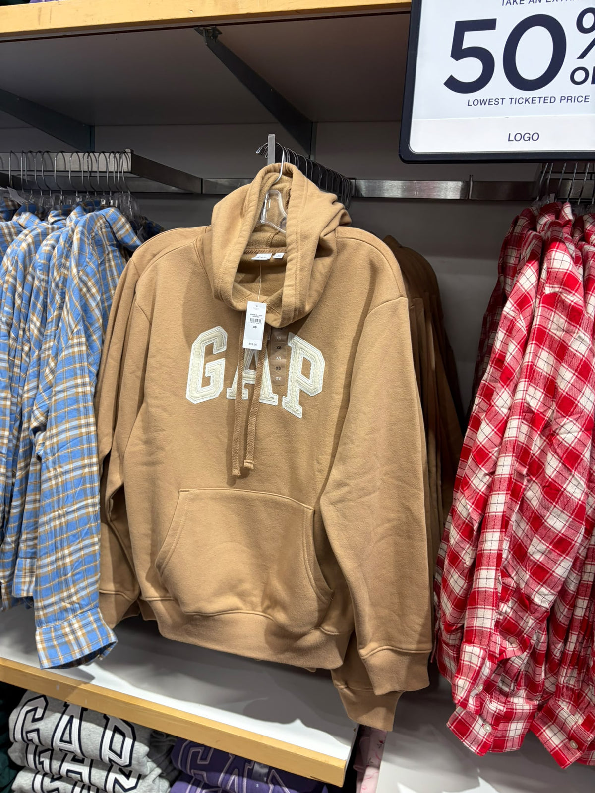 Gap Relaxed Gap Logo Women Hoodie - Camel Hair Brown