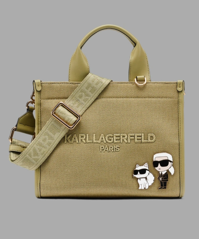 Karl KRISTINA CANVAS KARL AND CHOUPETTE LOGO Women CROSSBODY-Olive