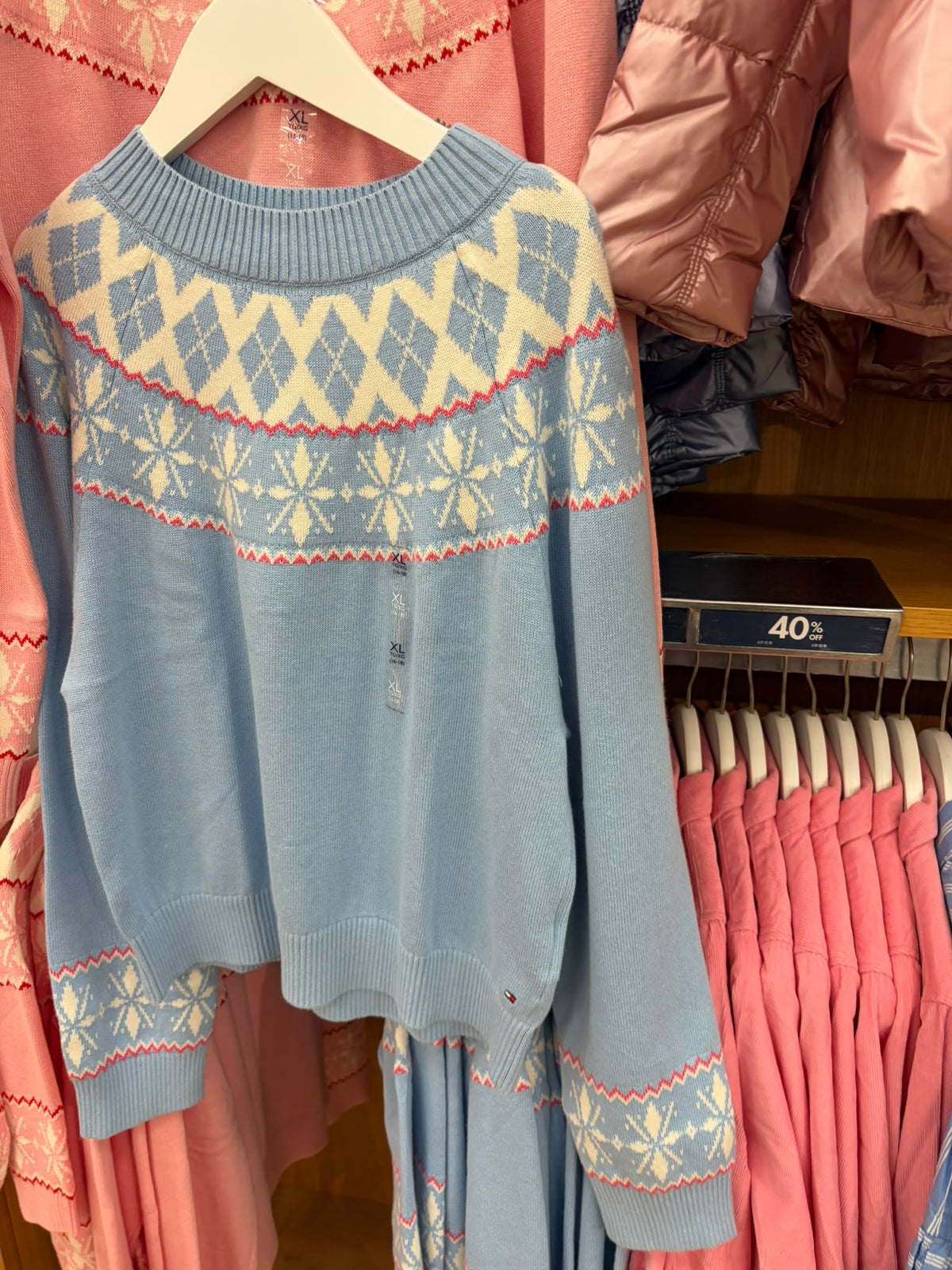 Tommy Kids' Fair Isle Girl Sweater - Light Blue