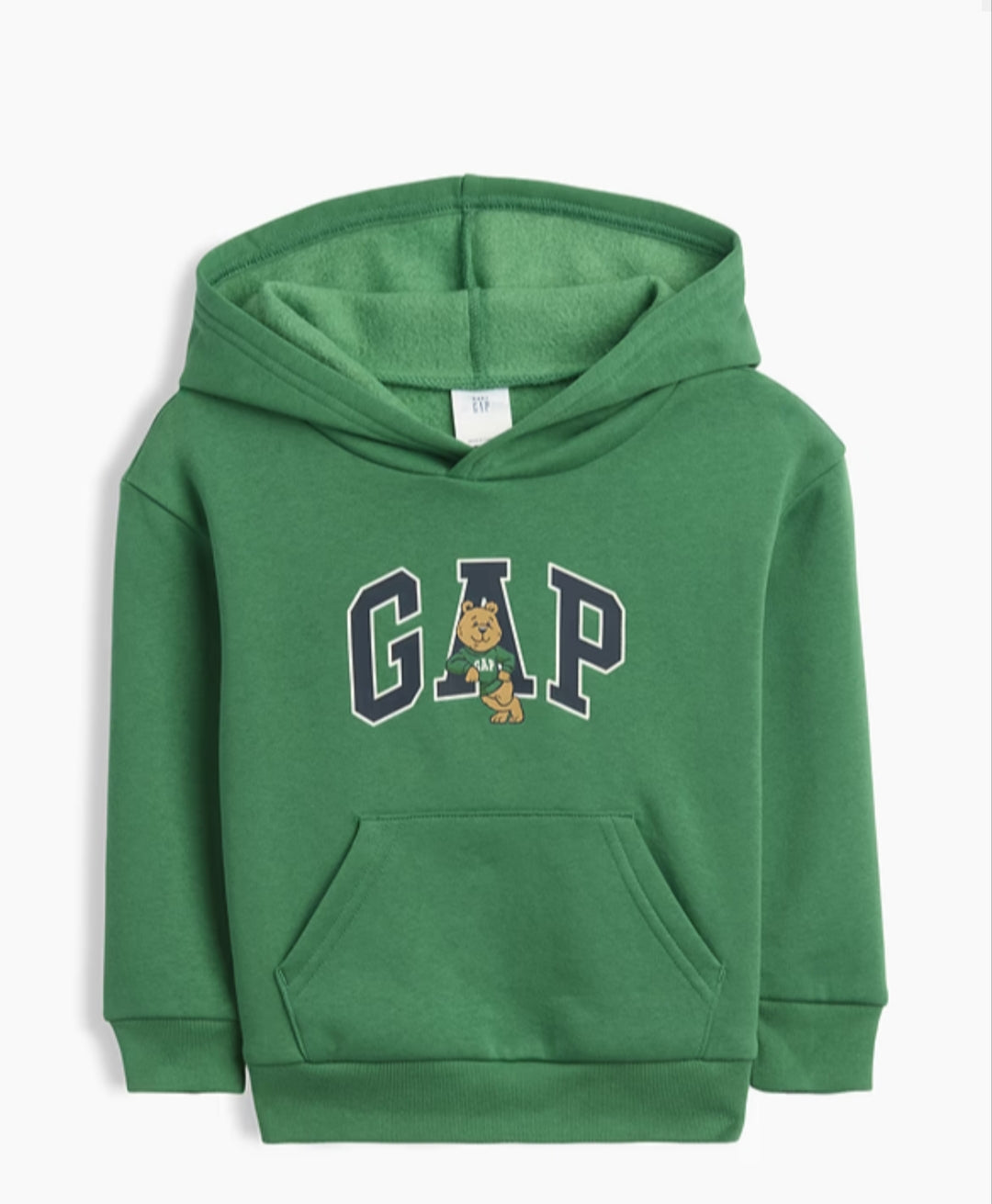 Gap babyGap Relaxed Print Logo Boy Hoodie - Summer Spruce Green